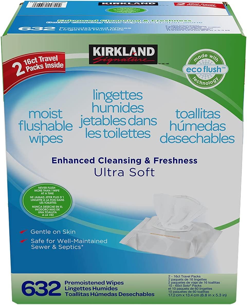 Kirkland Signature Ultra Soft Plant-Based Flushable Wipes 632