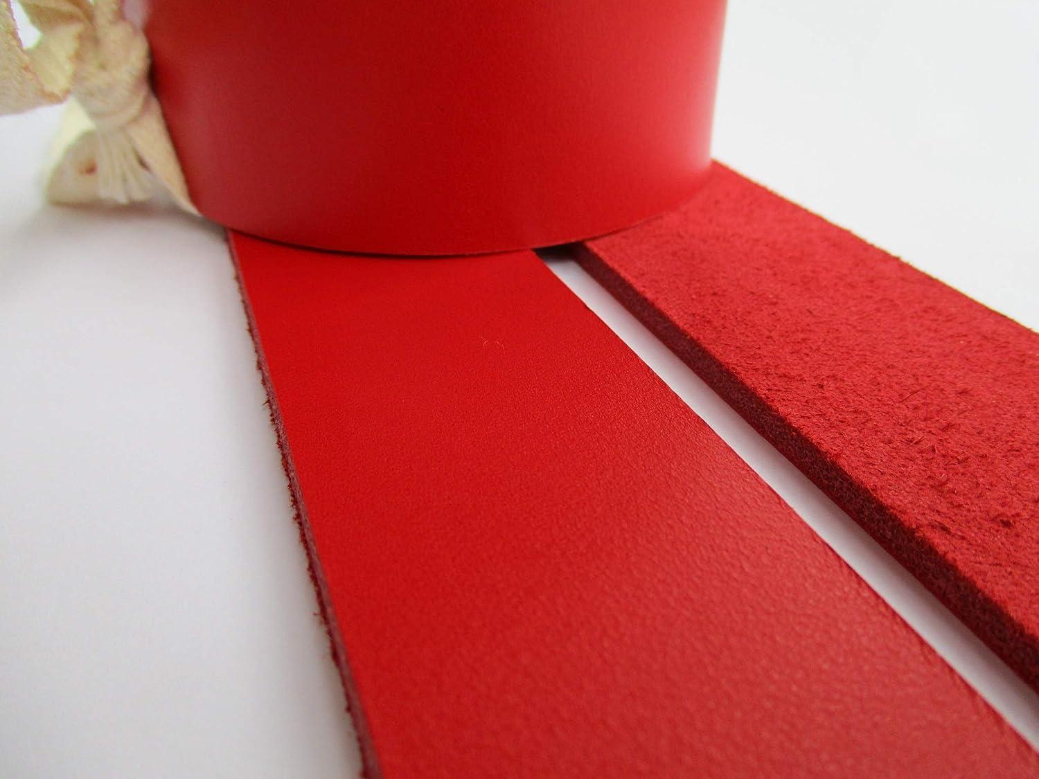 9 oz 5155". Red Genuine Natural Leather Belt Blank Strip Strap Band