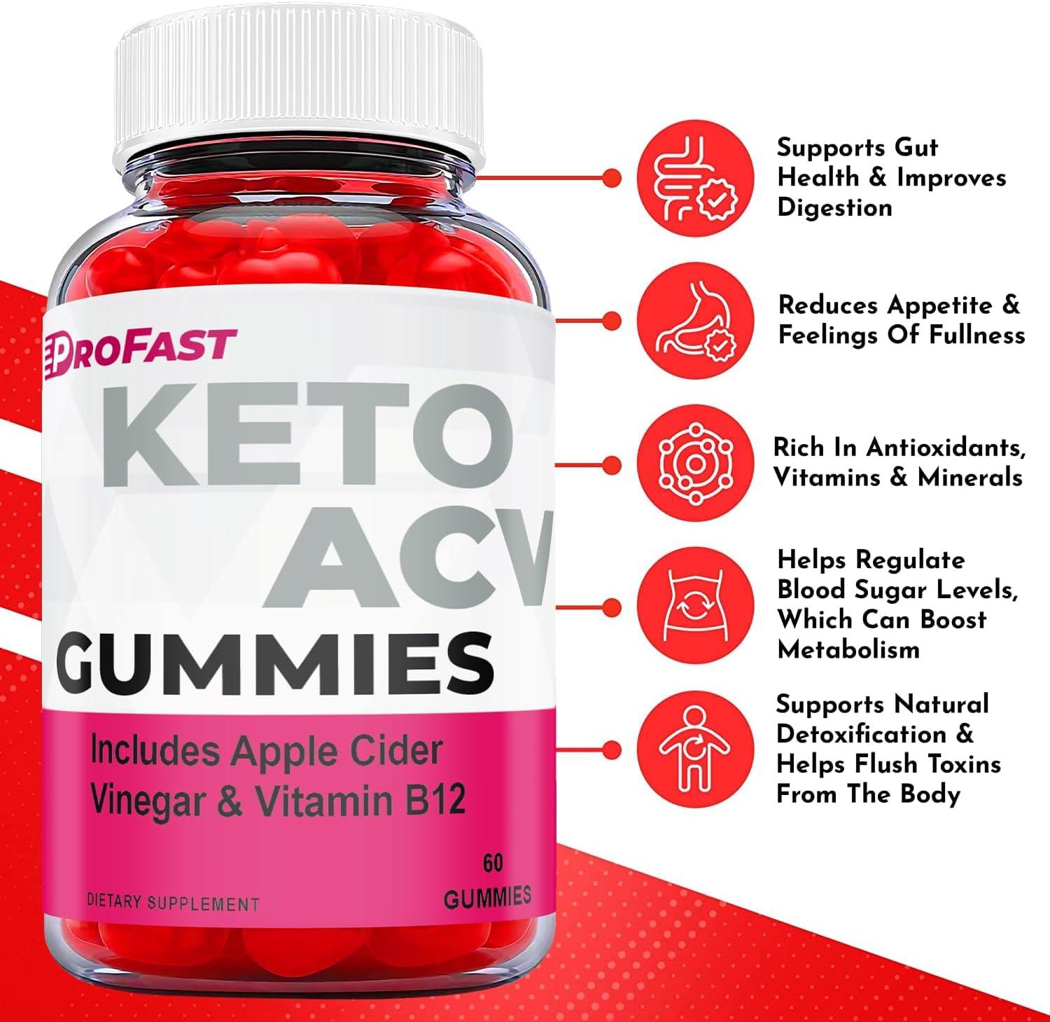 ProFast Keto Gummies Vegan Formula with ACV for Weight Loss (60