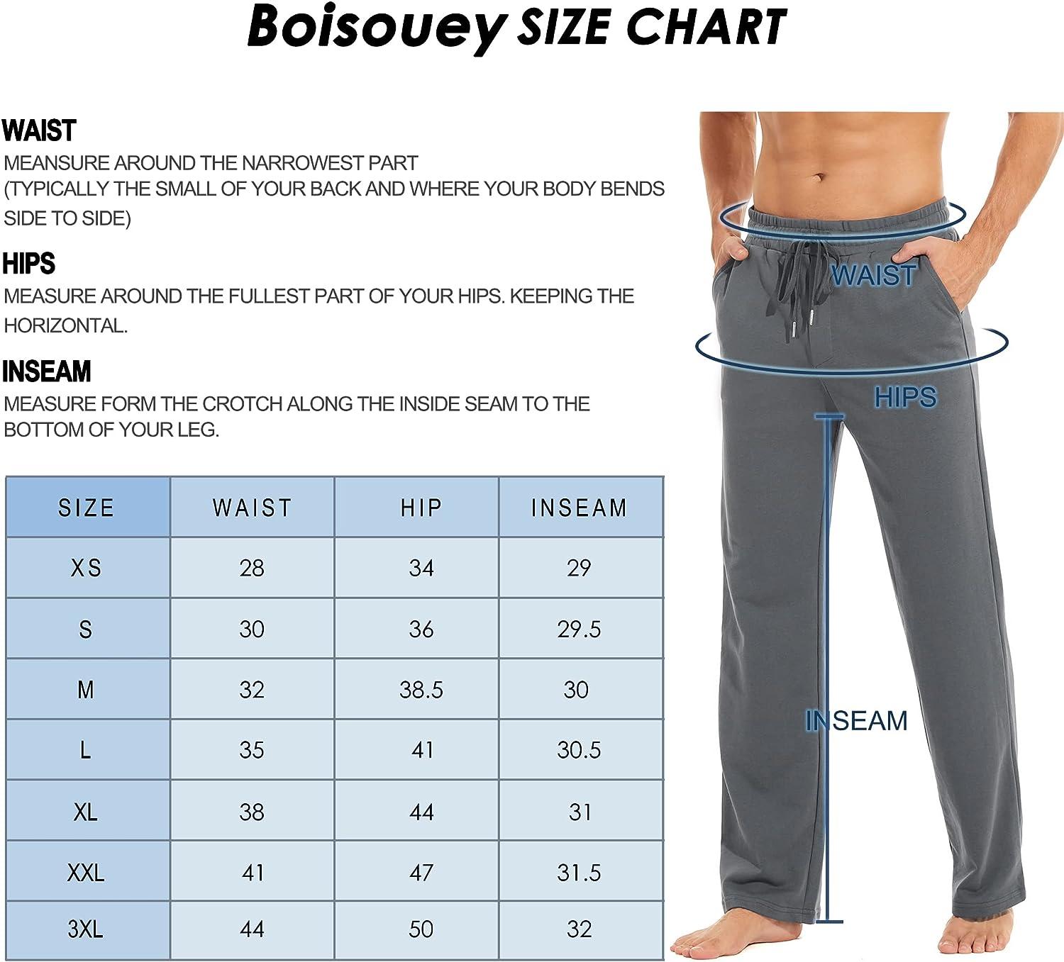 Boisouey Men's Cotton Yoga Sweatpants Open Bottom Joggers Straight Leg  Running Casual Loose Fit Athletic Pants with Pockets Army Green XX-Large