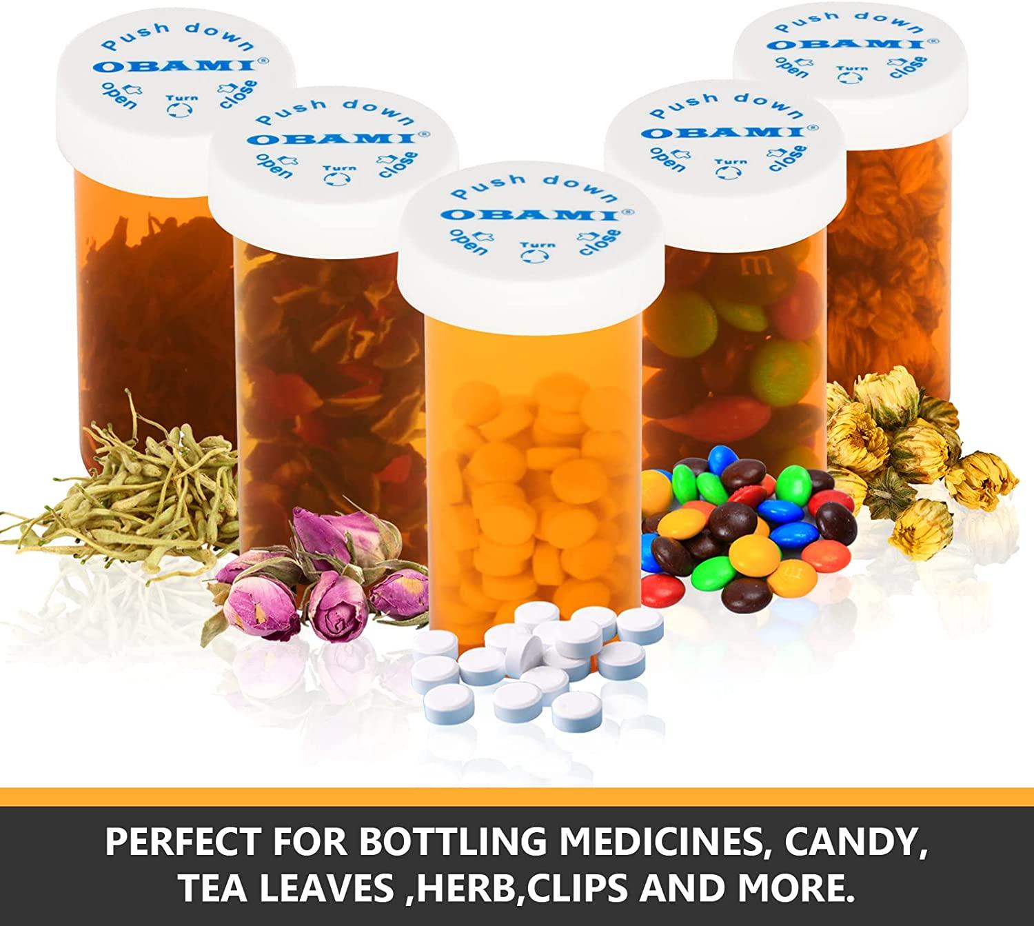 Plastic Medicine Pill Bottles with Child Resistant Caps Push Down and
