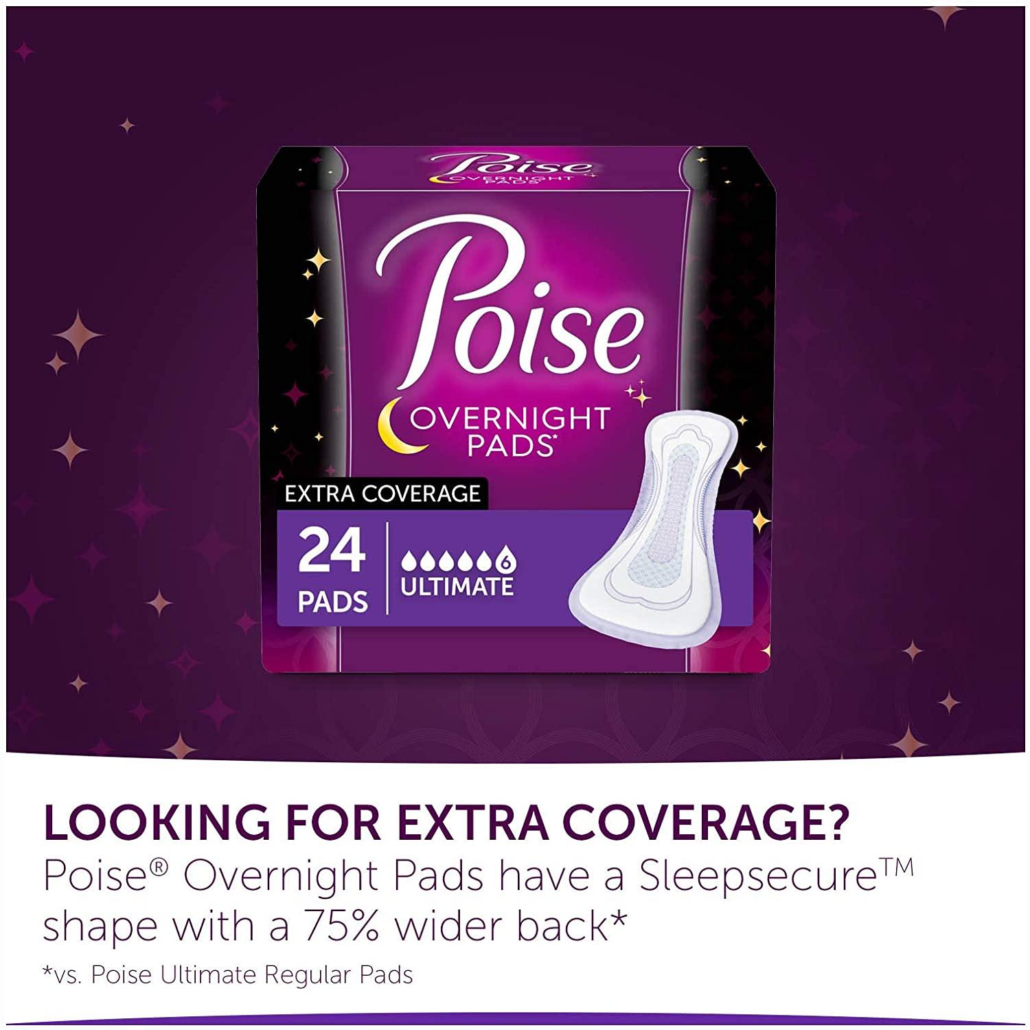 Poise Incontinence Pads, Long, 45 Count (Pack of 2)