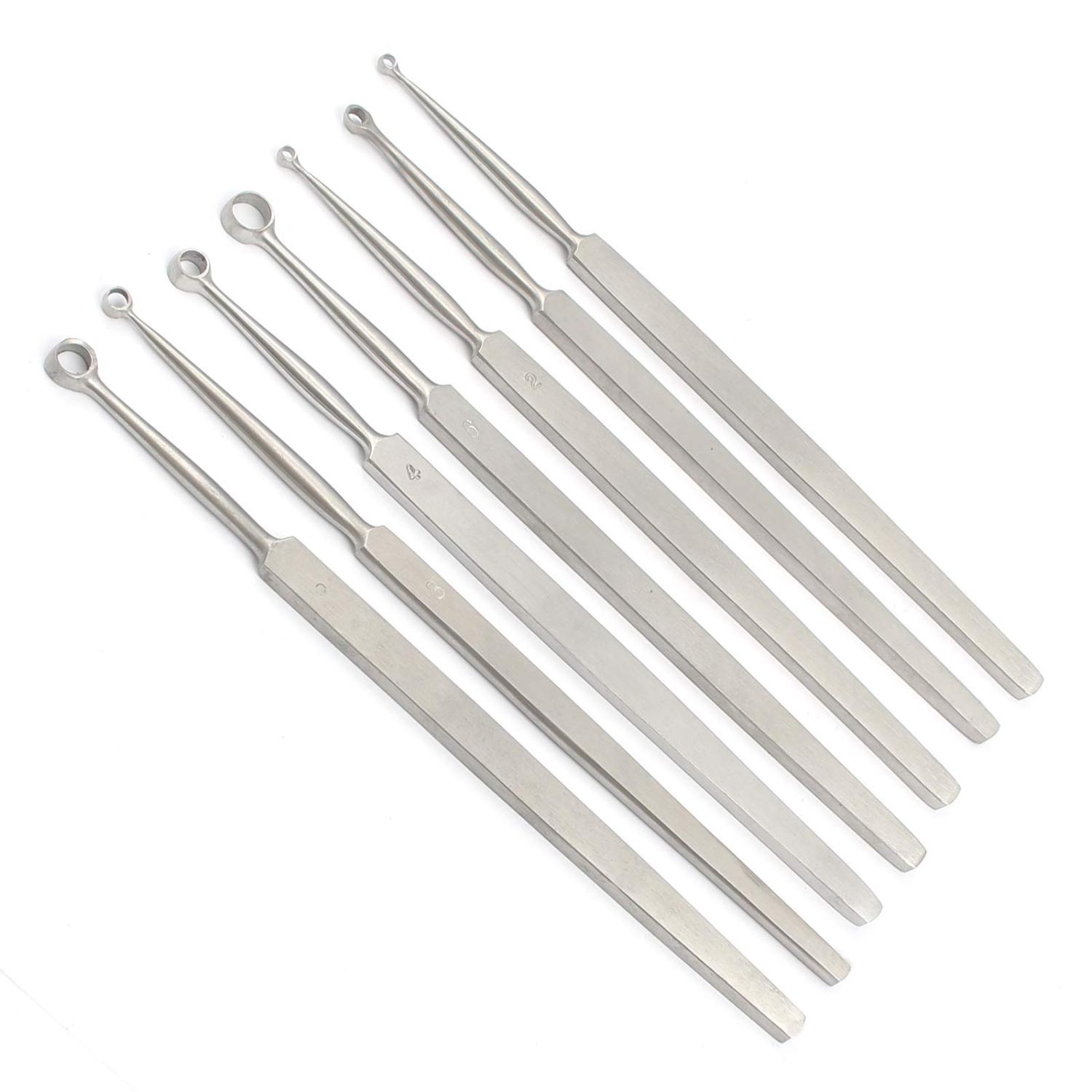 Set of 7 Fox Dermal Curettes Precision Dermatology Instruments