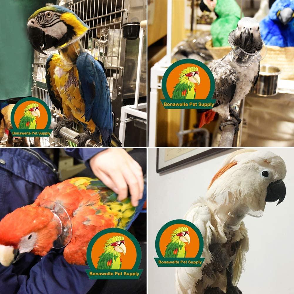 QBLEEV Pet Parrot Anti-bite Collar, Anti-Grab Feather Lick Wound Healing Neck Collar, Stress-Free Recovery From Injuries Post-Surgery, Protective Recovery Collars Fit Lovebird Macaws Budgies Cockatiel