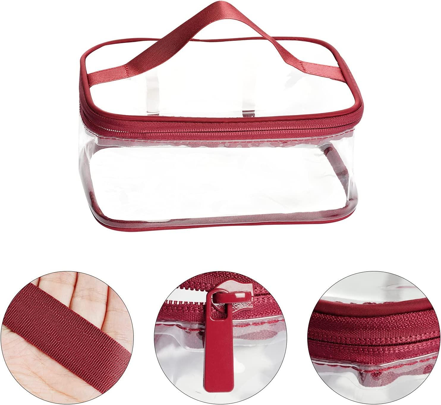 Kememo Clear Makeup Bag, 2PCS Portable Cosmetics Bag Transparent Toiletry  Bag with Handle Zipper Waterproof Travel Storage Pouch