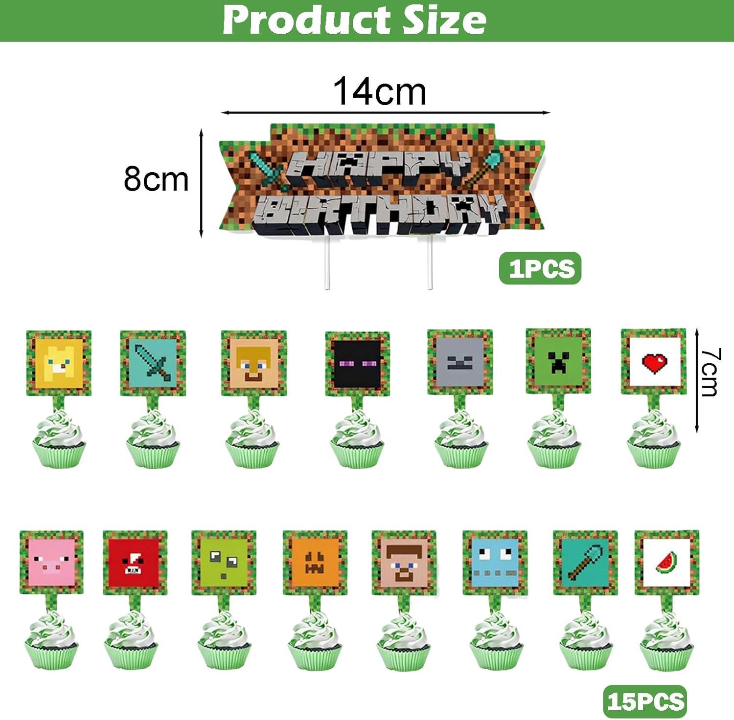 33-teilige Pixel Tortendeko - Lustige Cupcake Topper Für Kindergeburtstage