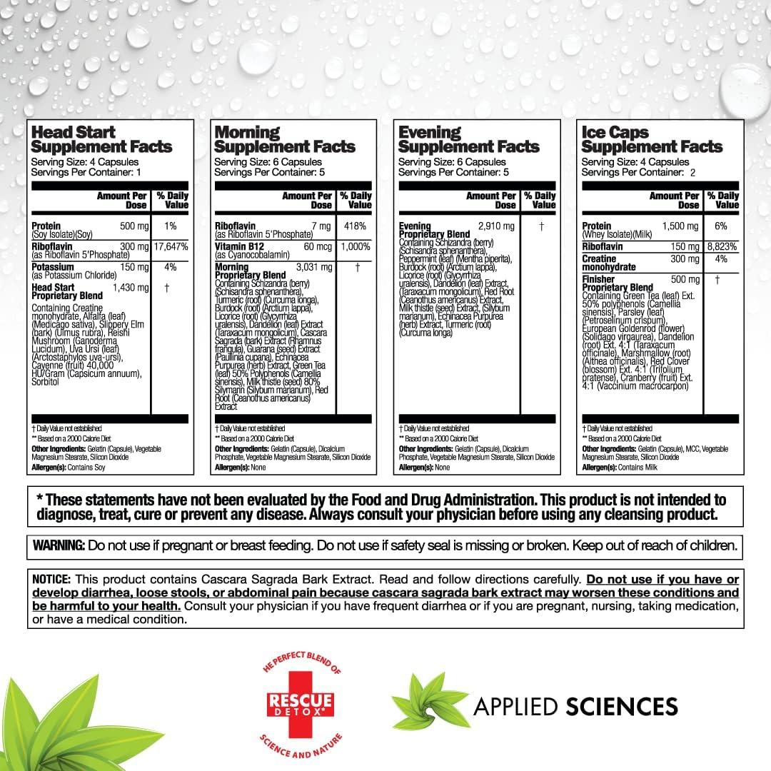 Rescue Detox 5 Day Detox +Plus Kit Comprehensive Morning/Evening