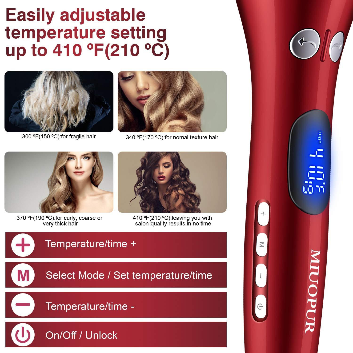 MIUOPUR Automatic Hair Curling Iron with Ceramic Ionic Barrel, Smart  Anti-Stuck, Auto Rotating Hair Curling Wand with Temperature Display and  Timer, Professional Hair Curler Styling Tool - Red