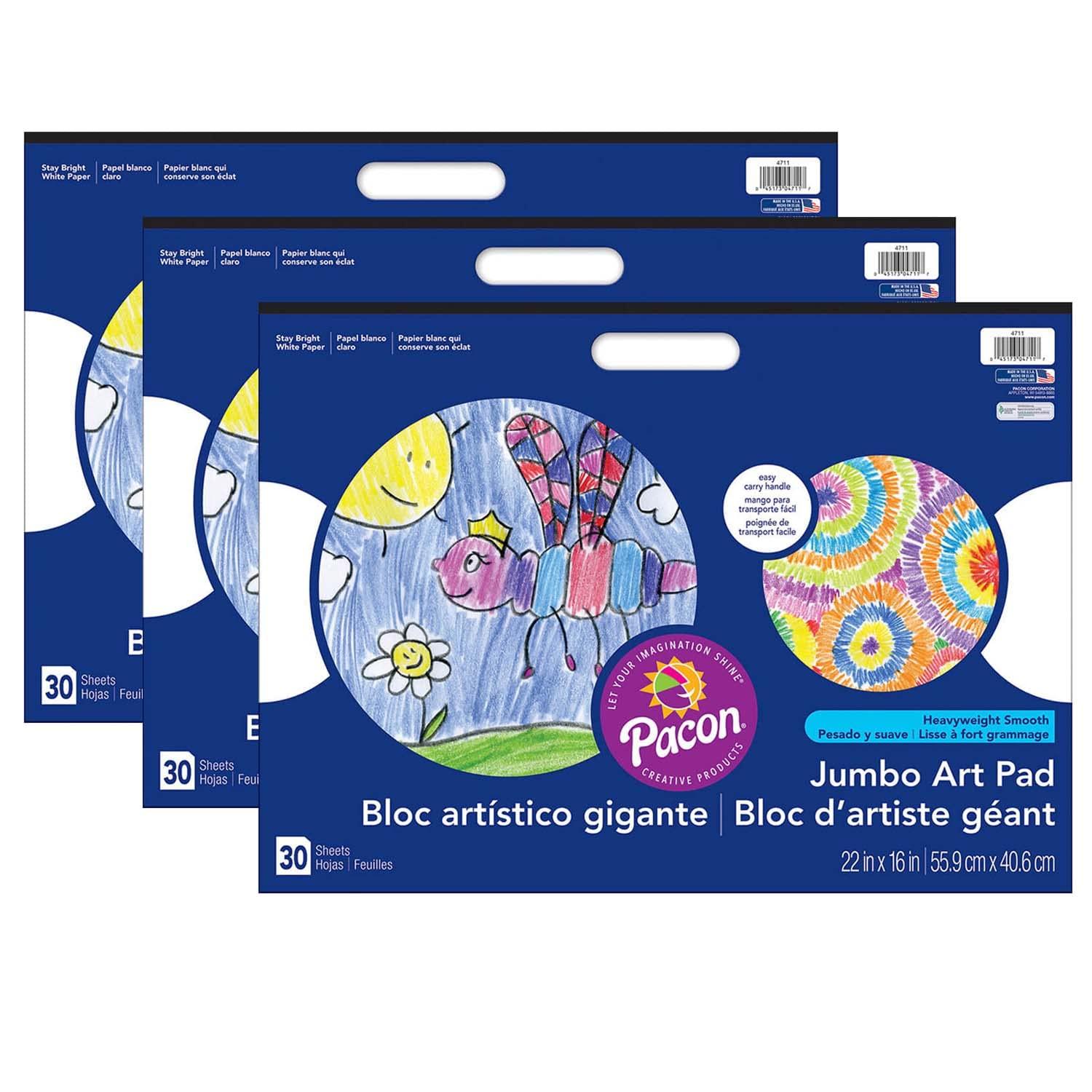 Prang Jumbo Art Pad White 22 x 16 30 Sheets Pack of 3