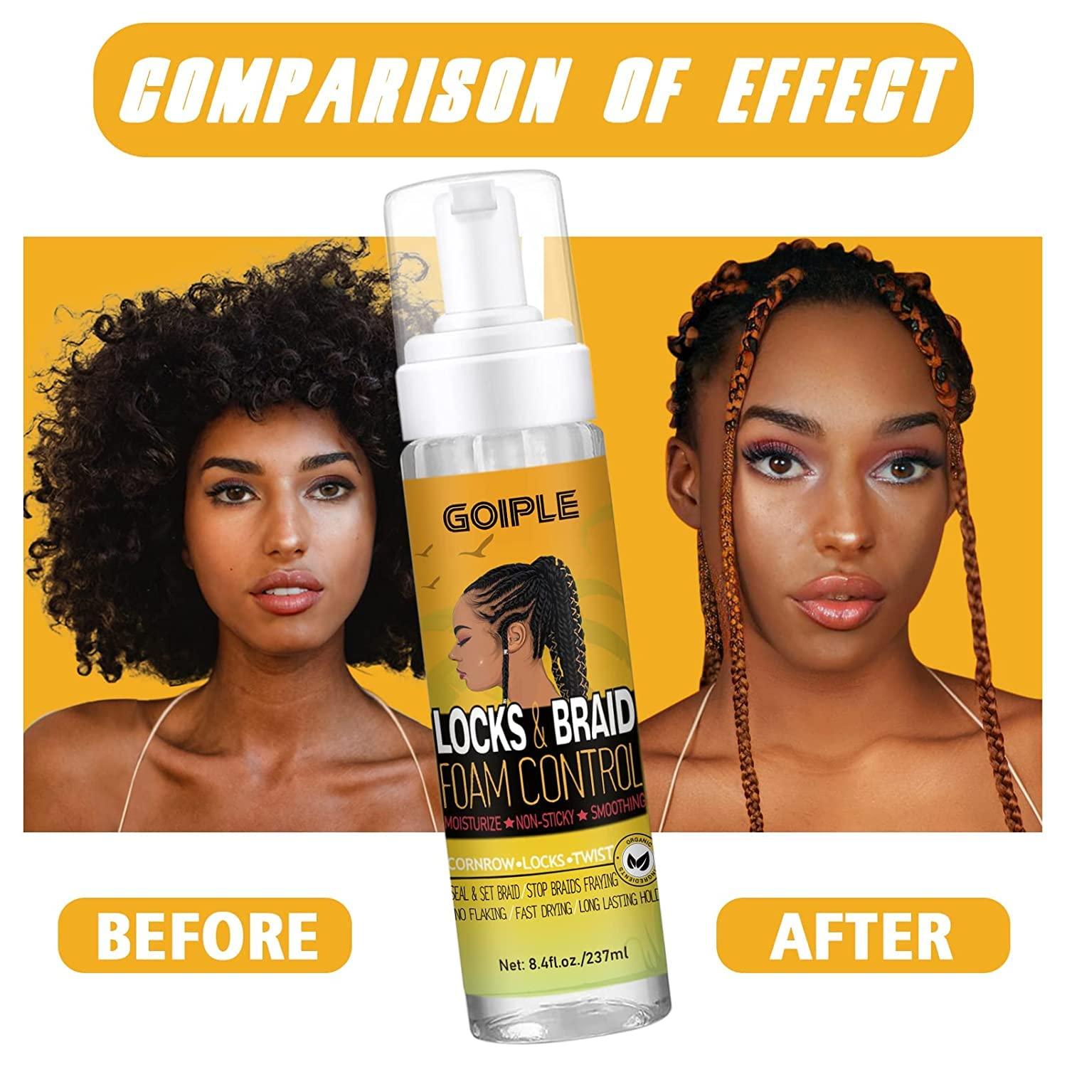 Braid Foam Control Mousse Braiding Mousse for Braids Twist, Locs, No Flake Extra Hold High Shine