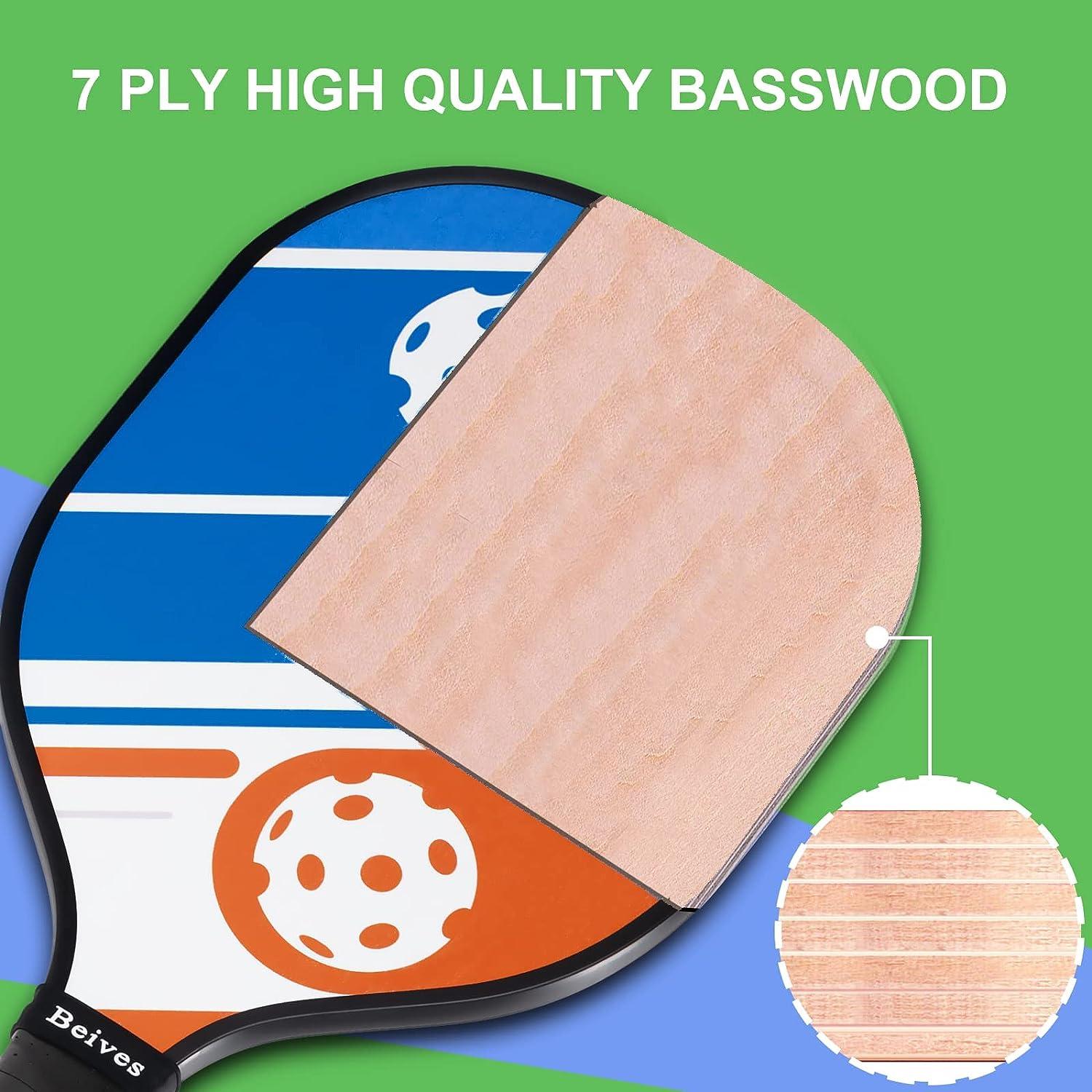 Beives Pickleball Paddles Pickleball Set 7ply Basswood Wooden