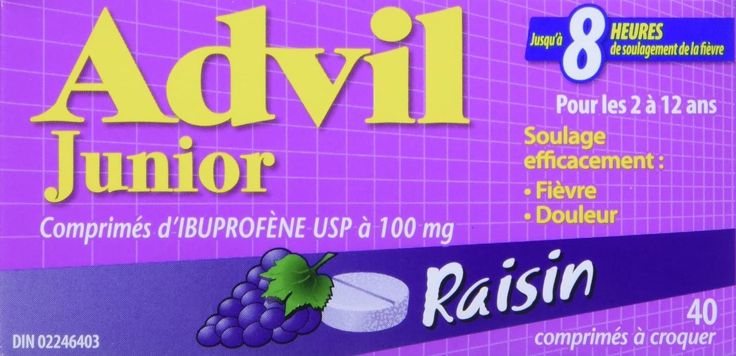 Junior Strength Advil (40 Count Grape Flavour) Ibuprofen Chewable