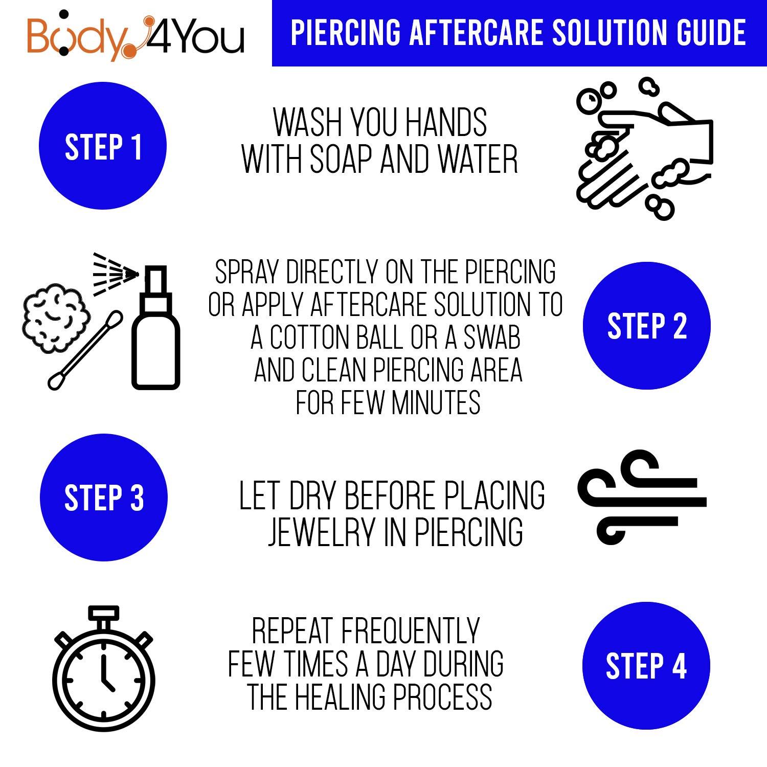 BodyJ4You 4PC Piercing Aftercare Set Ear Balm Bump Removal Saline