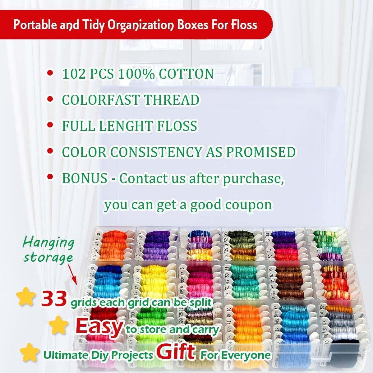 Embroidery Floss Cross Stitch Threads String Kits with Organizer Storage  Box Included 108pcs Colorful Friendship Bracelets Floss with Number