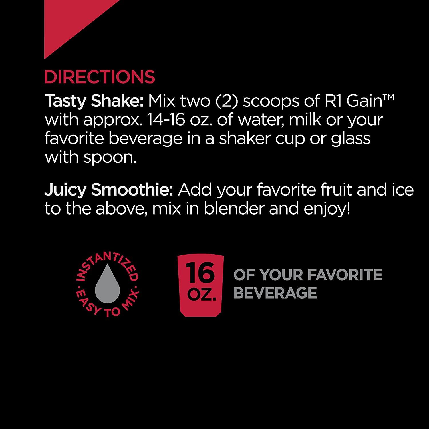 Rule One Proteins R1 Gain Chocolate Fudge 10lbs HighProtein Lean