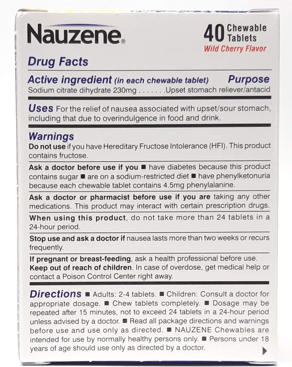 Nauzene Chew Tabs Size 40ct Pack of 1