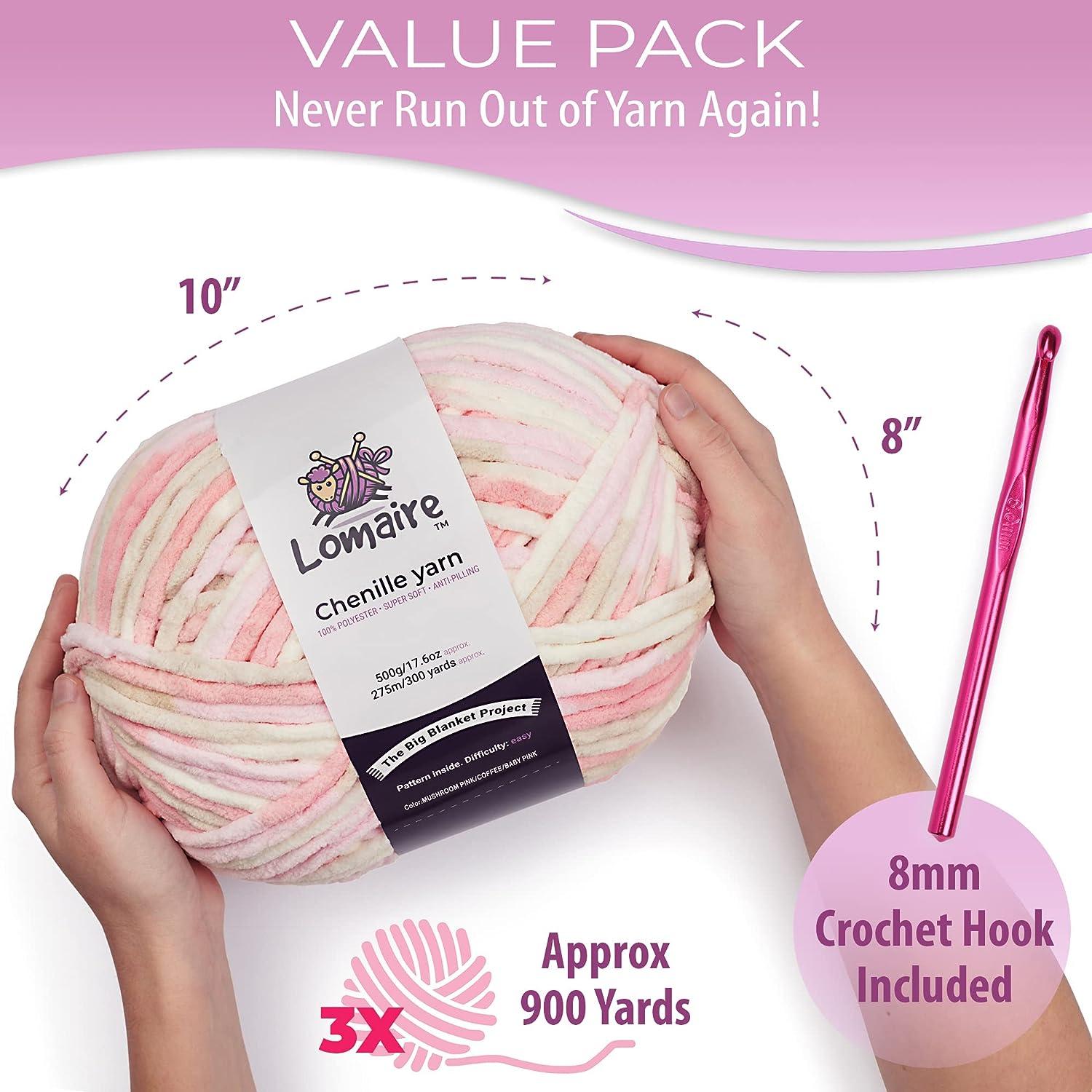 Chunky Yarn Blanket Crochet Kit – 3.3LB/900 Yards Chenille Yarn for  Crocheting 