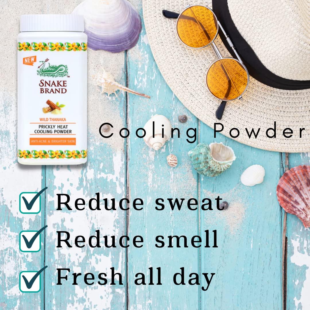 Snake Brand Powder for reduces Rash (Prickly Heat / itchy Skin) Sweat Smell/ Prevent skin from