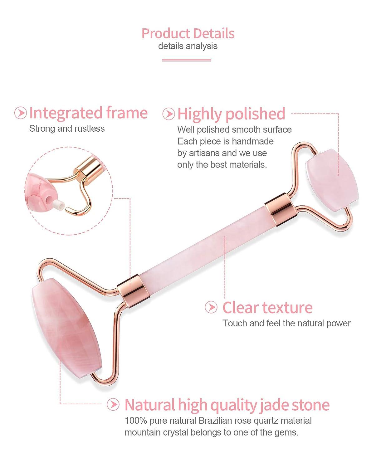 Original Natural Jade RollerRose Quartz Roller and Gua Sha Beauty Set