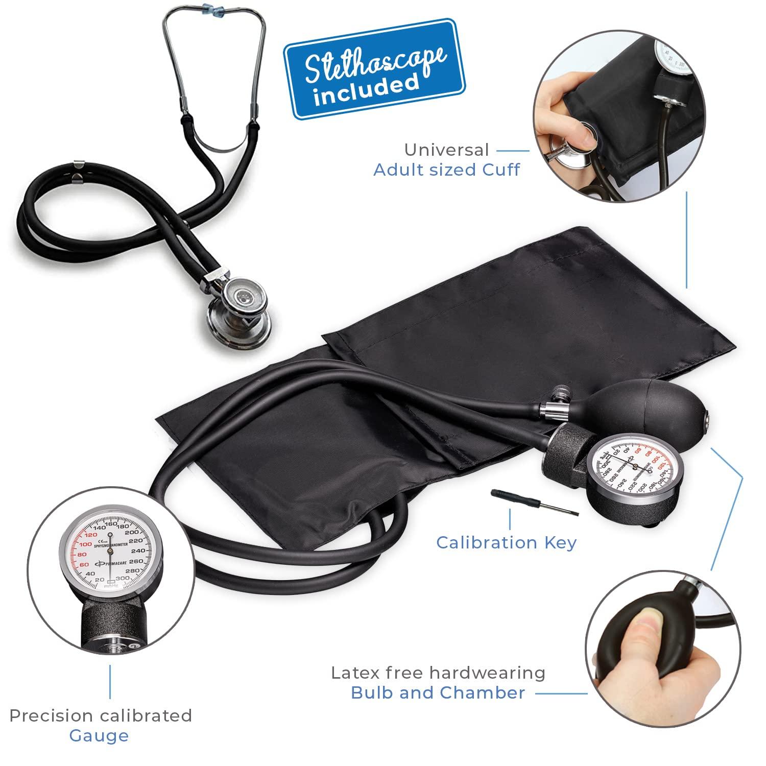 NOVAMEDIC Professional Pediatric Size Blood Pressure Machine and  Stethoscope Set (Blue), Arm Cuff 7.2”-10.5”, Professional Aneroid  Stethoscope BP