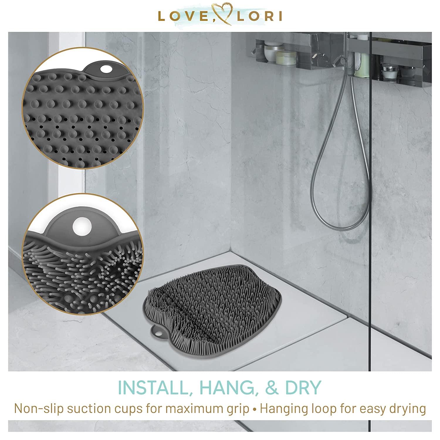 Love Lori XLarge Grey Silicone Shower Foot Scrubber for Achy Feet