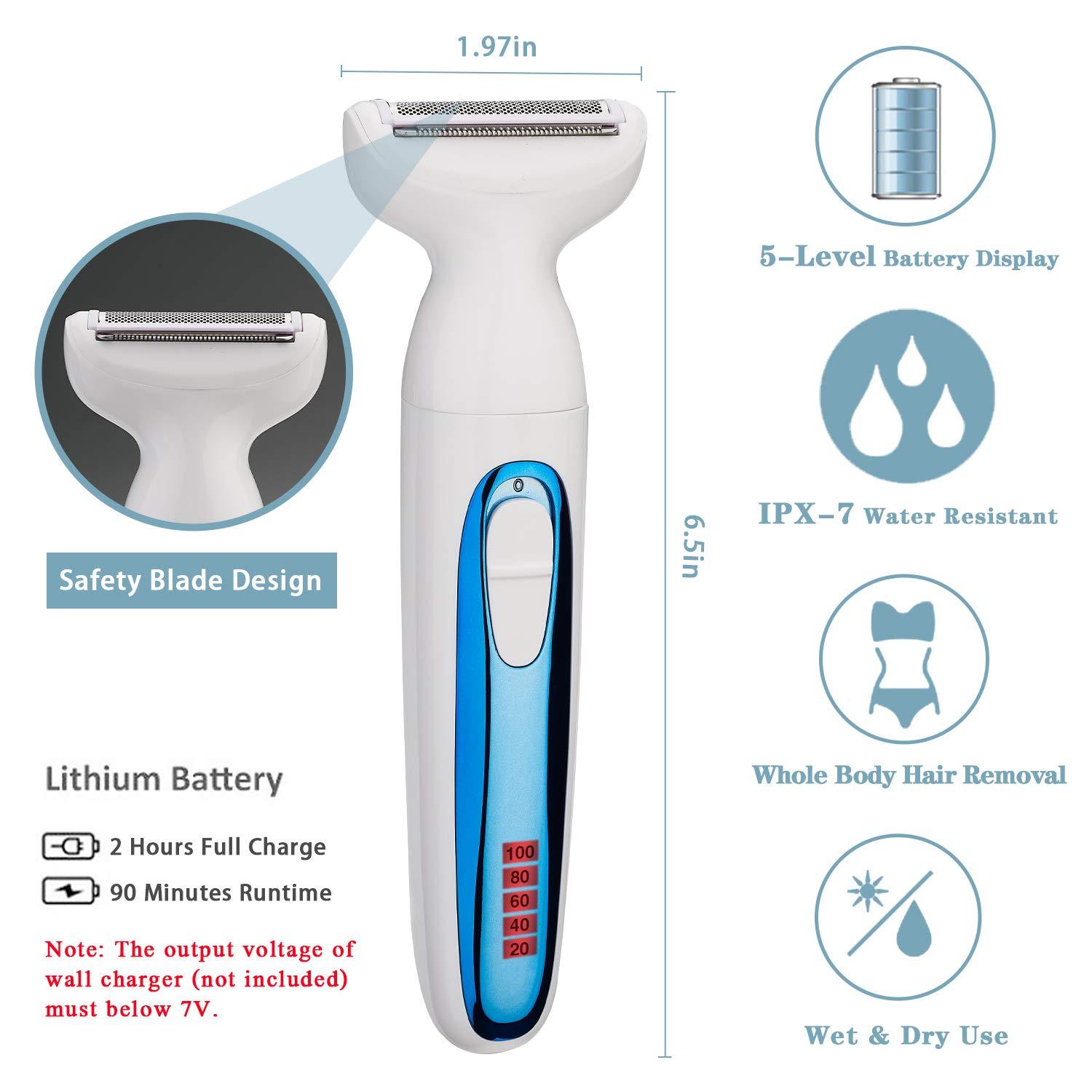 Women's Electric Razor 3-in-1 Painless Shaver - Rechargeable Waterproof ...