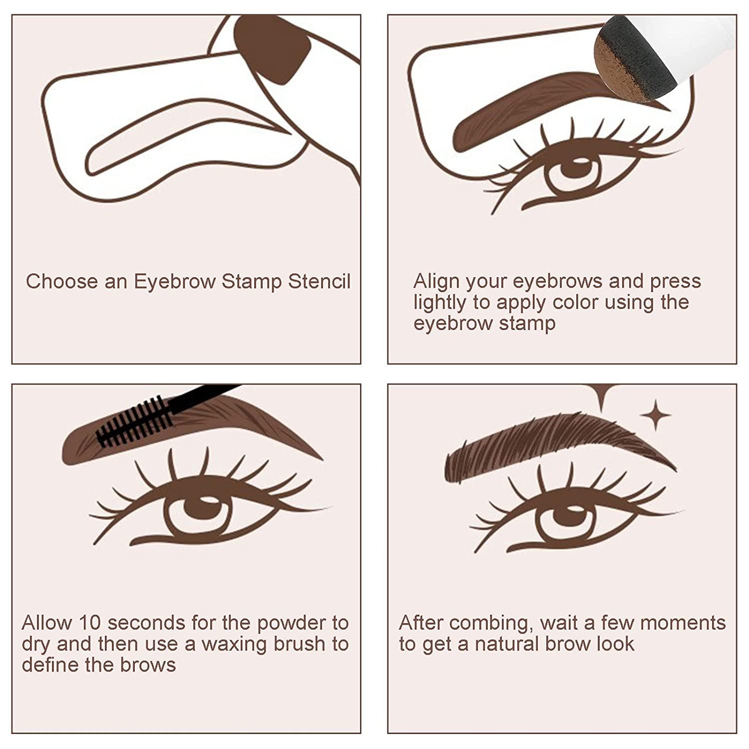 Perfect Brow Stamp Stencil Kit Longlasting Waterproof Medium Brown