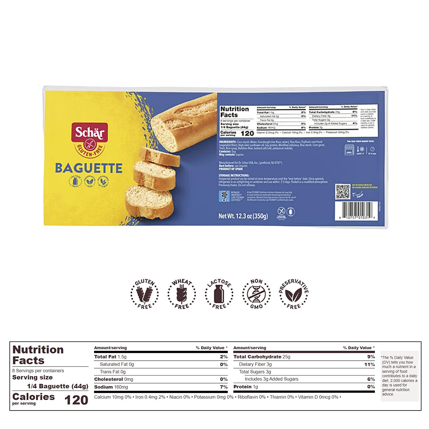 Schar - Baguette - Certified Gluten Free - No GMO's Lactose Wheat or