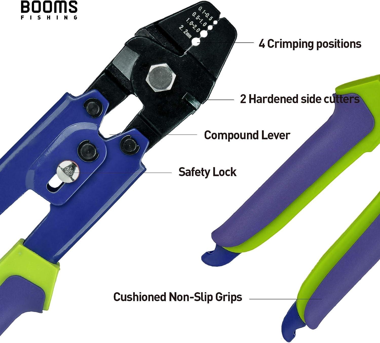 Booms Fishing CP1 Fishing Crimping Pliers, High Carbon Steel Fishing Plier  Wire Rope Leader Crimping Tool, 10 inch Crimpers Swager with Ergonomic  Handle Blue with 140pcs Sleeves