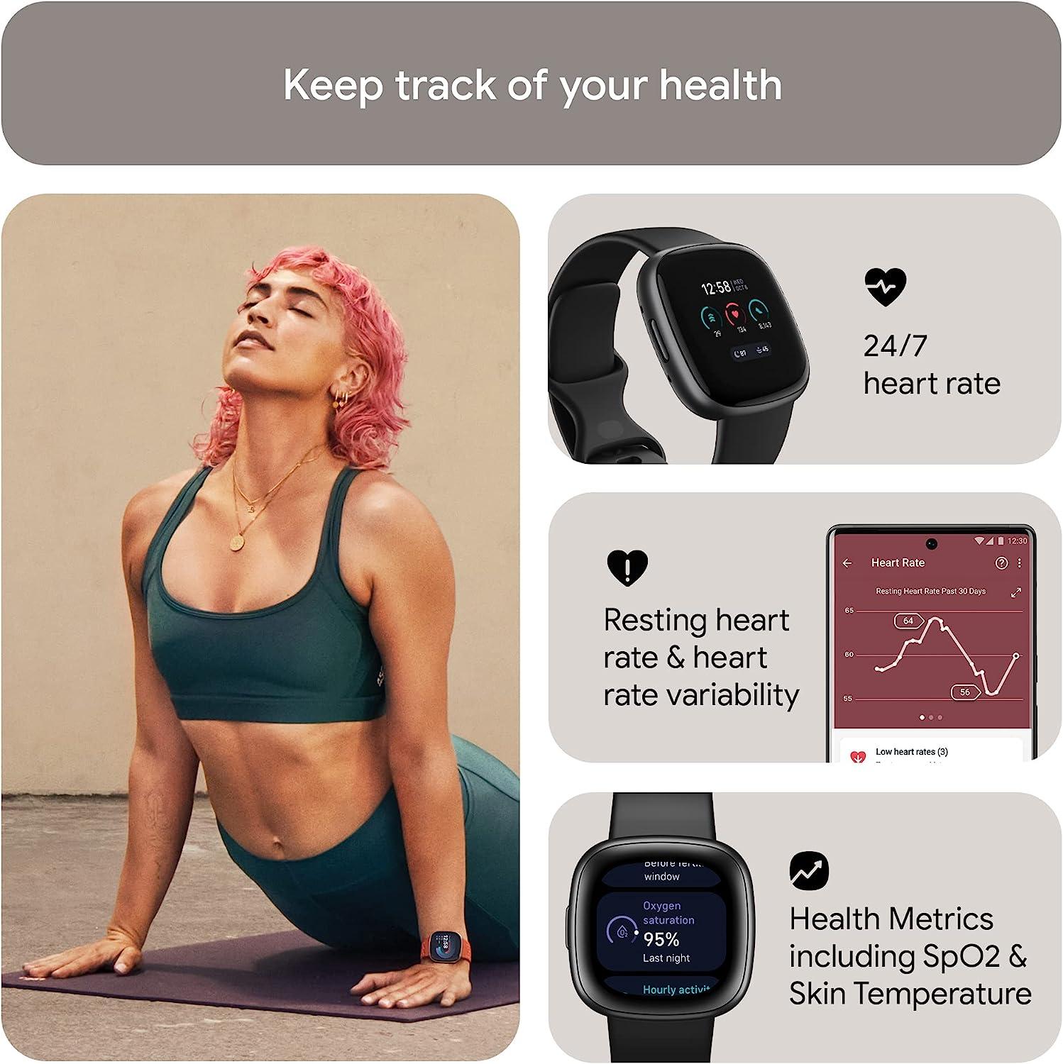 Fitbit Versa 4 Fitness Smartwatch - Black/Graphite Aluminum 