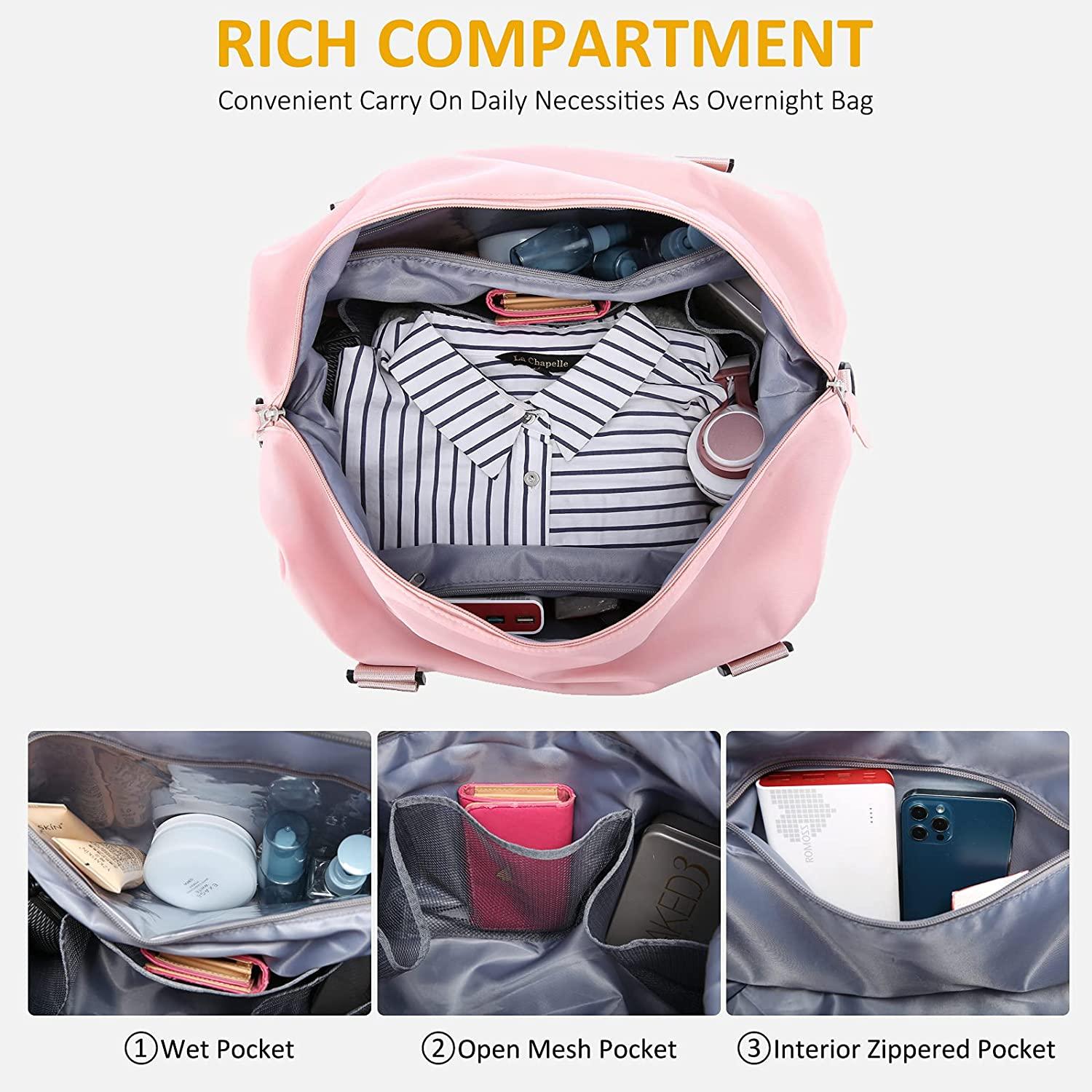 Duffle Bag for Travel, Weekender Bag with Shoe Compartment, Carry On  Overnight Bag for Women with Toiletry Bag, 50L Gym Bag with Wet Pocket,  Hospital