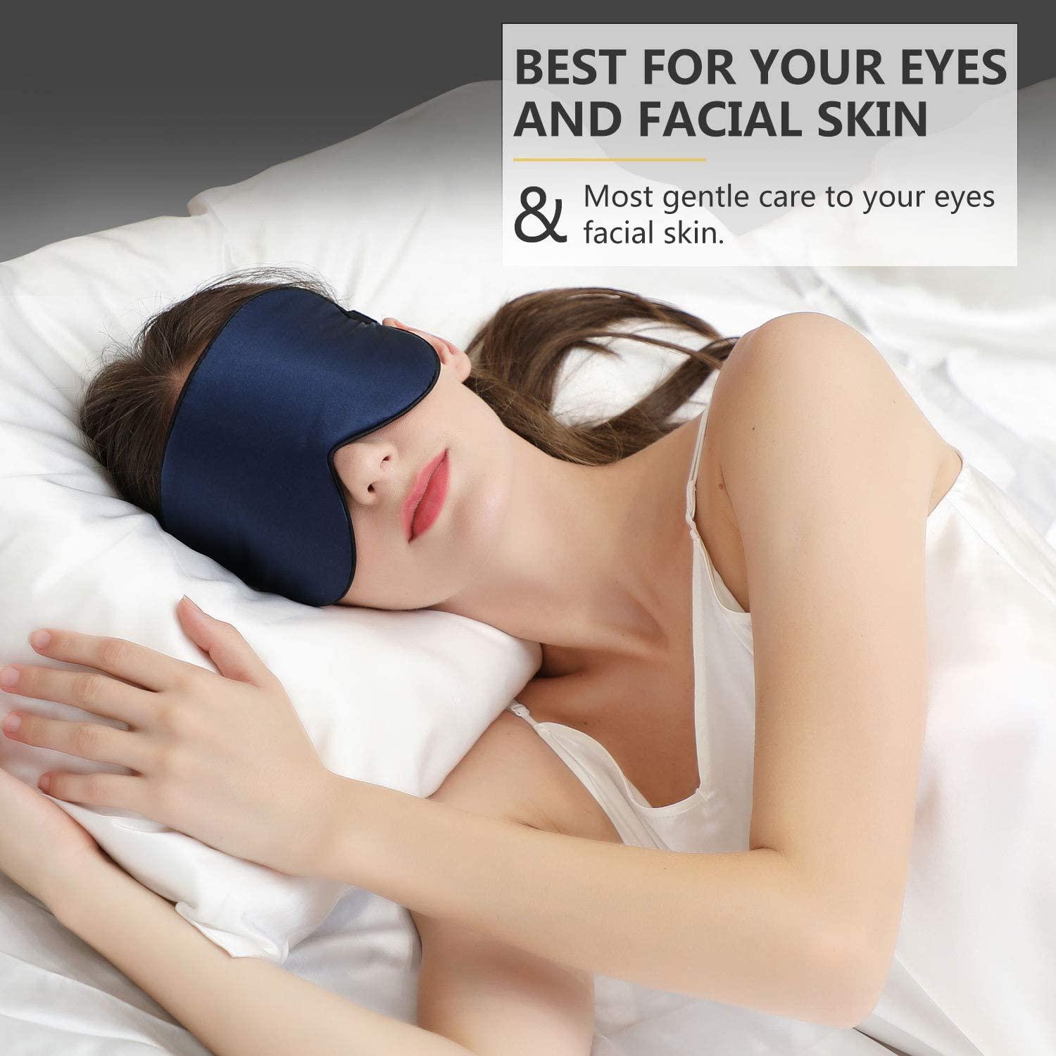 ZIMASILK 100 Natural Silk Sleep Mask Adjustable Super-Smooth Soft Eye Mask for Sleep Multiple Color Options(Navy Blue) image photo