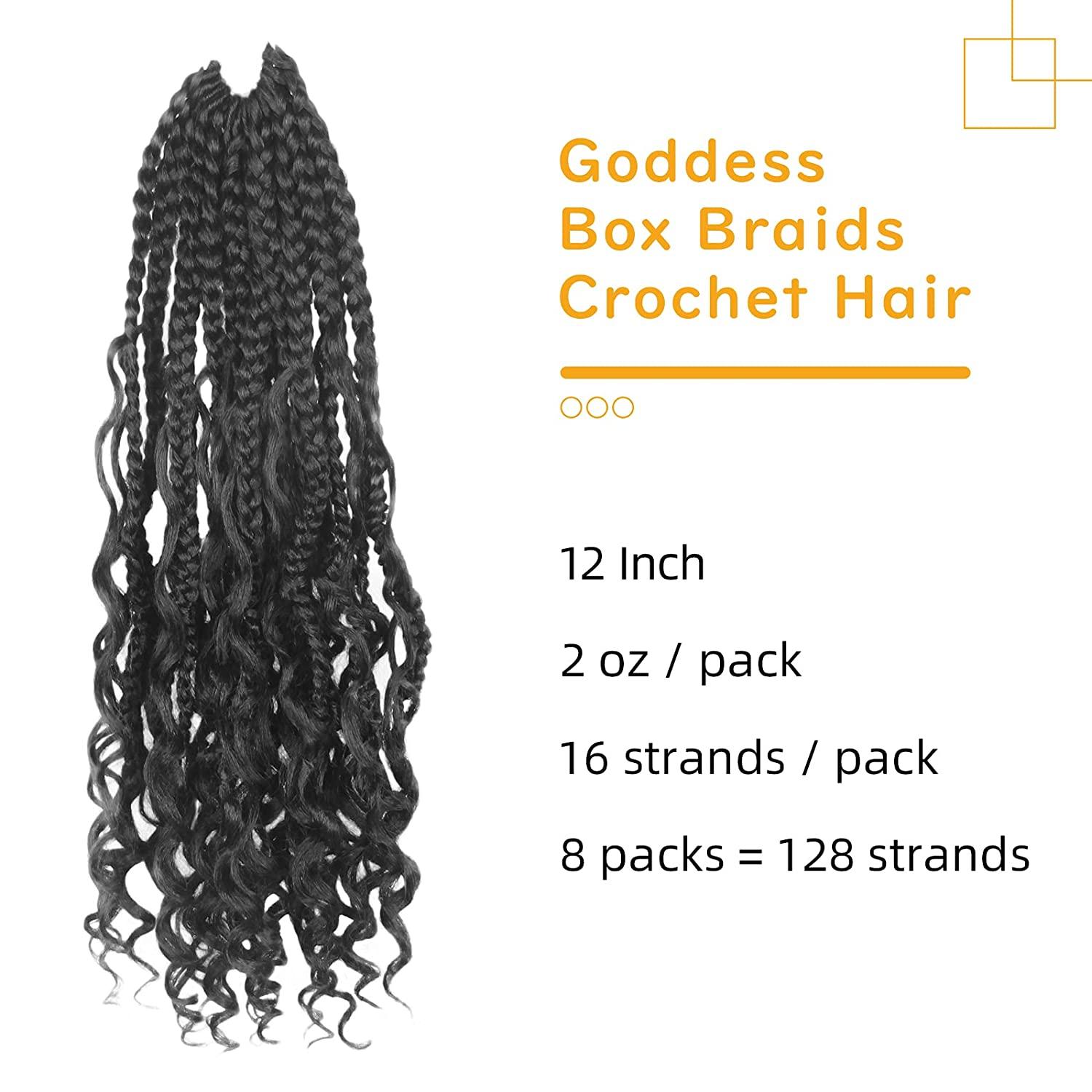 BOHOBABE 12 Short Bohemian Box Braids Crochet Hair with Curly Ends 8