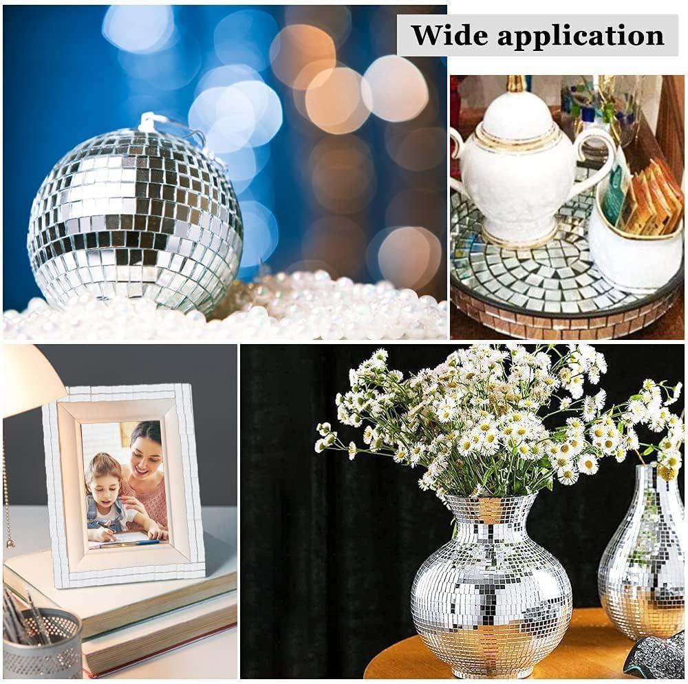 1500Pieces Self-Adhesive Mirror Mosaic Sheets 39.4x1.57 Silver Mirror Tiles  Square Mirrors Mosaic Glass Tiles for DIY Craft Decoration Disco Ball  Mirror Tiles for Party