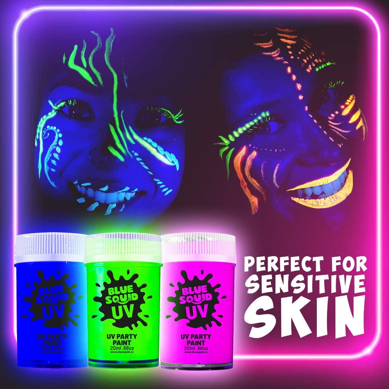 Travelwant 25ml UV Glow Blacklight Neon Face and Body Paint Glow in The Dark Body Paints, Neon Fluorescent Glow in Dark Party Supplies, Men's, Blue