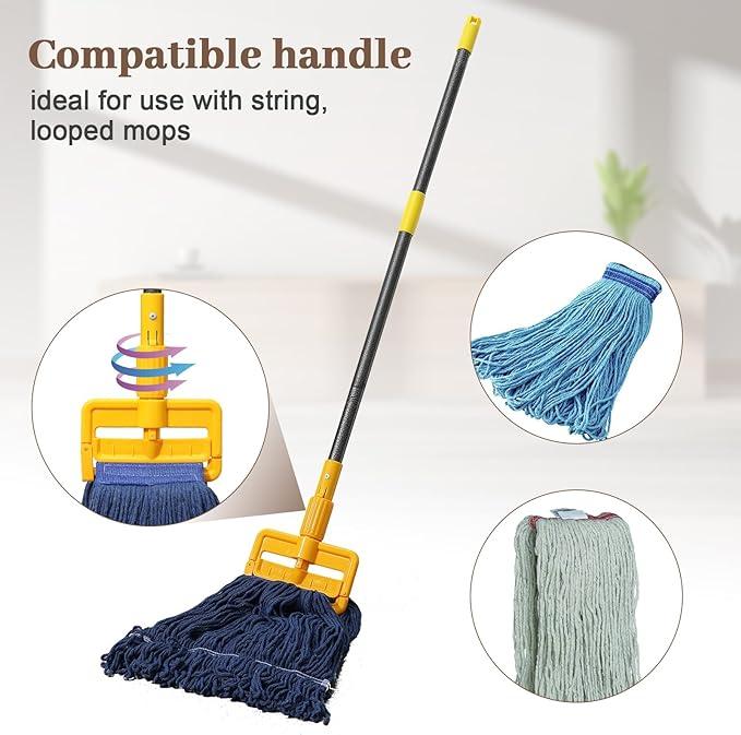 Commercial Heavy Duty Mop Handle - 60 Inch Metal Stick With Side Gate Quick Change Head