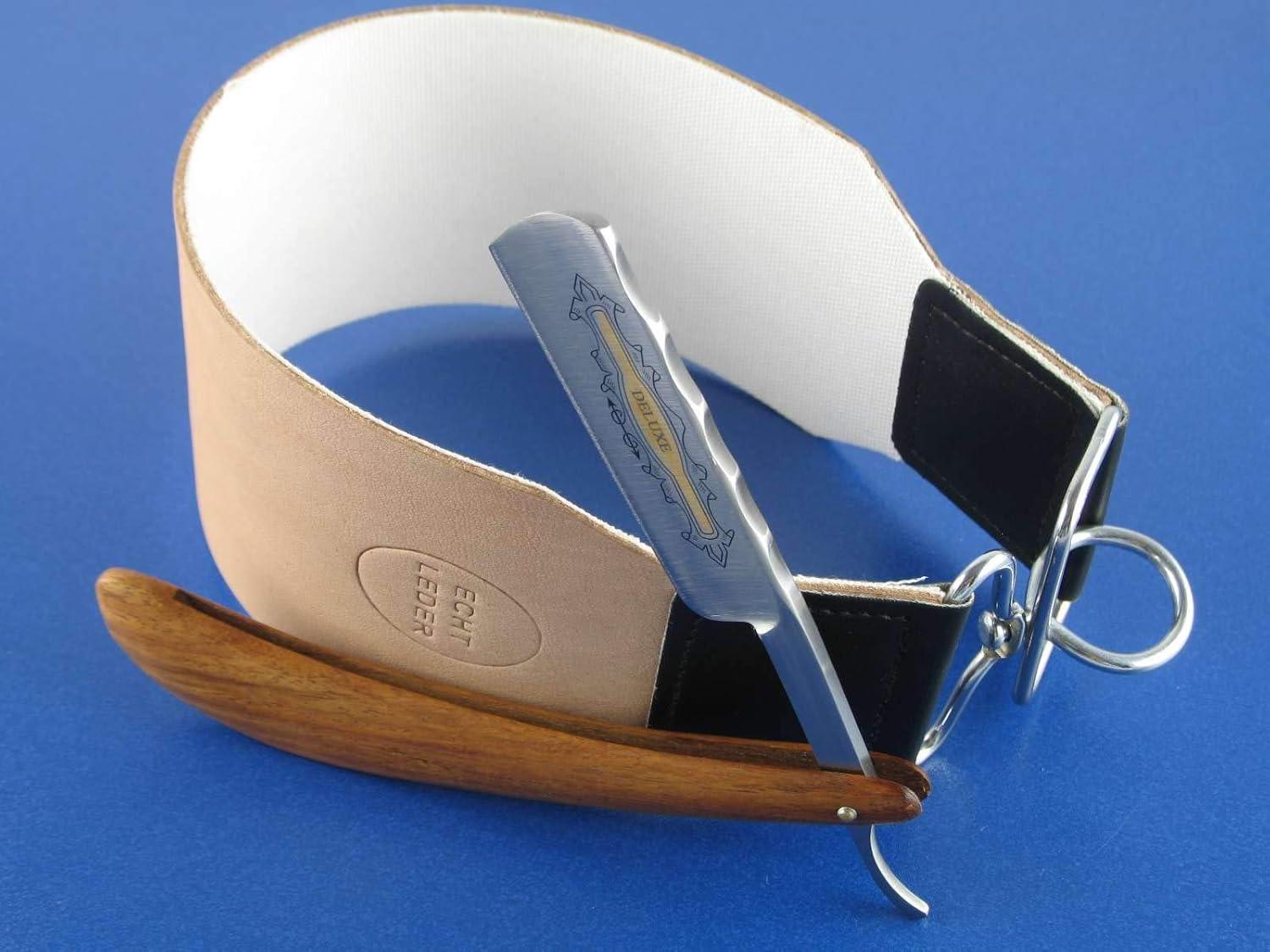 Beginet Razor Set - Extra Wide Leather Straps Golden Finish Razor ...