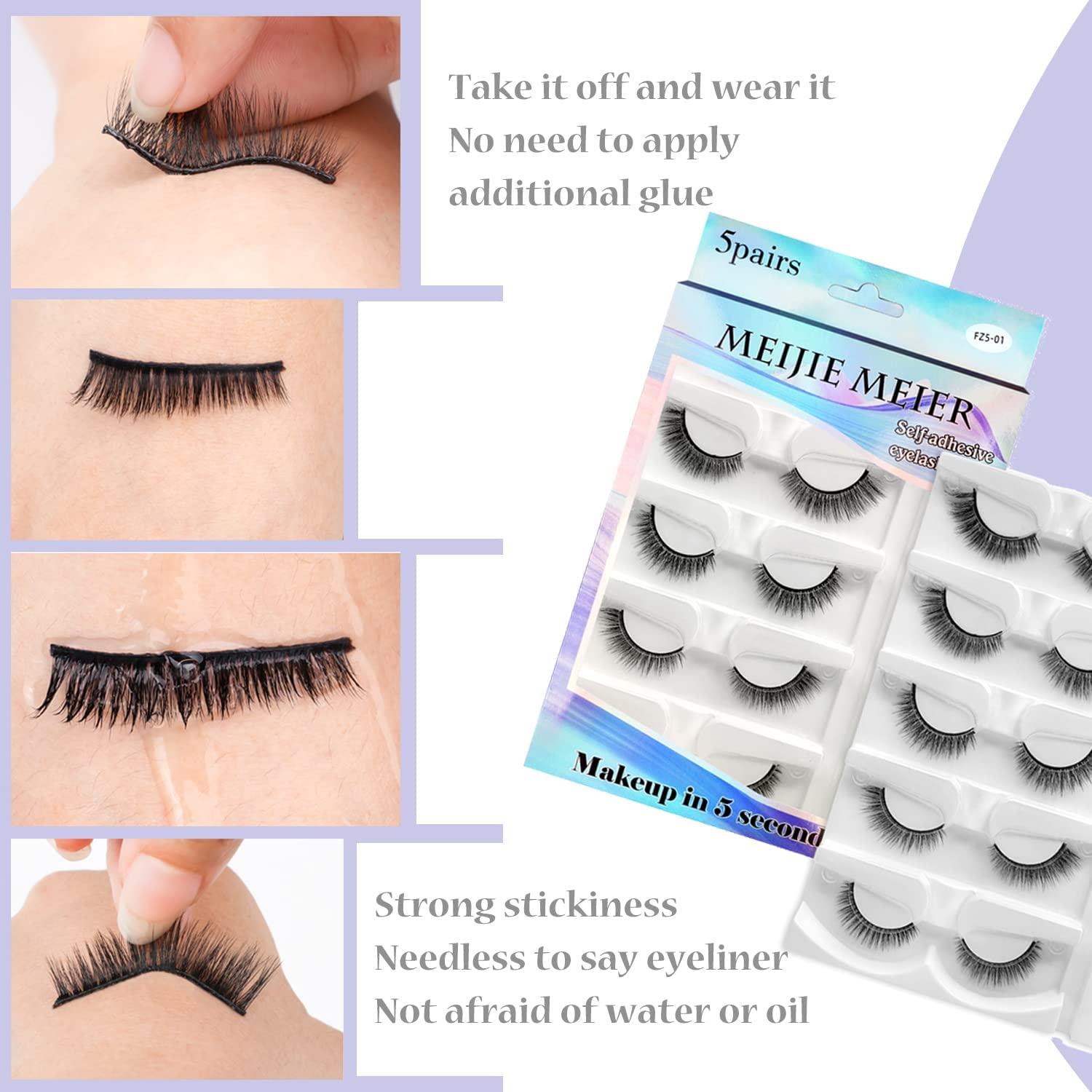 5 Pairs Self Adhesive Eyelashes, False Eyelashes No Glue No Eyeliner