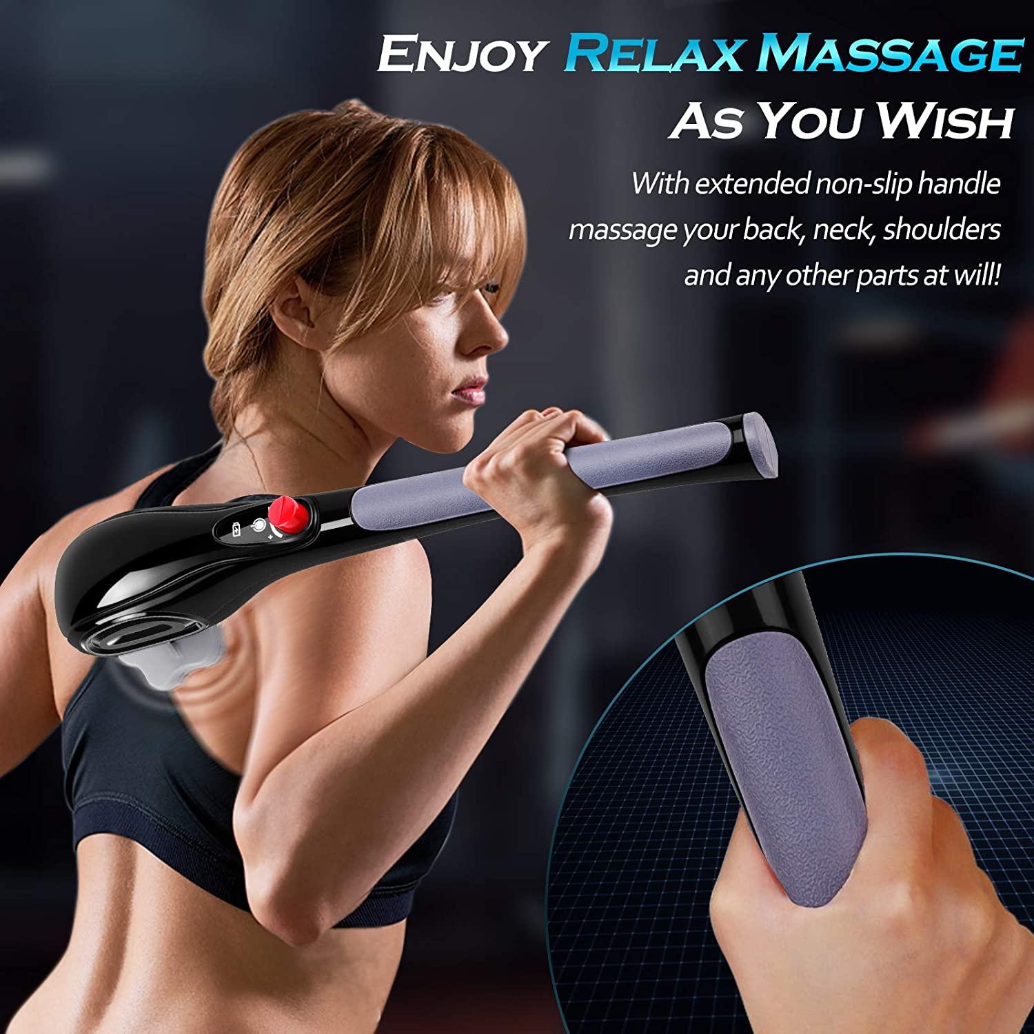 Back Massager Handheld Cordless,VALGELUIK Deep Tissue Massage Gifts for  Women/Men/Mom/Dad,Electric Percussion Massager for Neck,Back,Shoulder,Foot,Leg,Body  Muscles Pain Relief Dark Gray