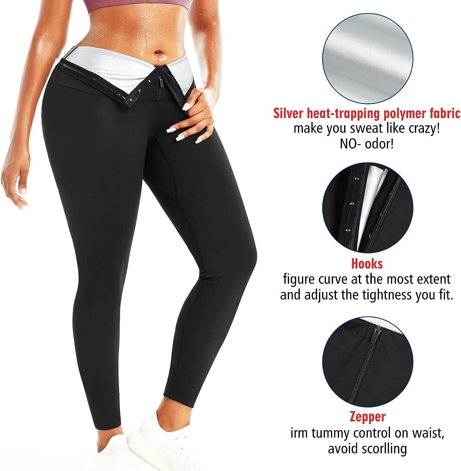 KUMAYES Sauna Pants For Women Weight Loss High Waist Compression Leggings  For Women Slimming Hot Thermo Workout Training Large Black