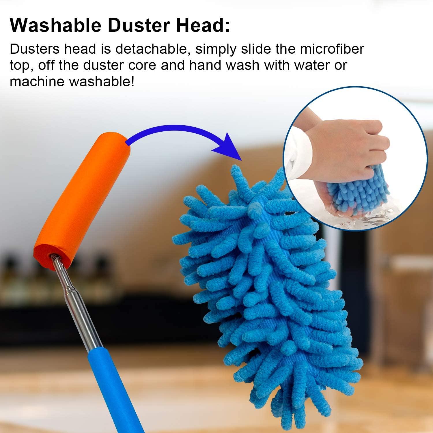 Microfiber Duster for Cleaning, Dusters with Telescoping Extension Pole