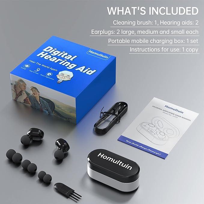Rechargeable Mini Hearing Aids for Seniors Digital Display, Small In