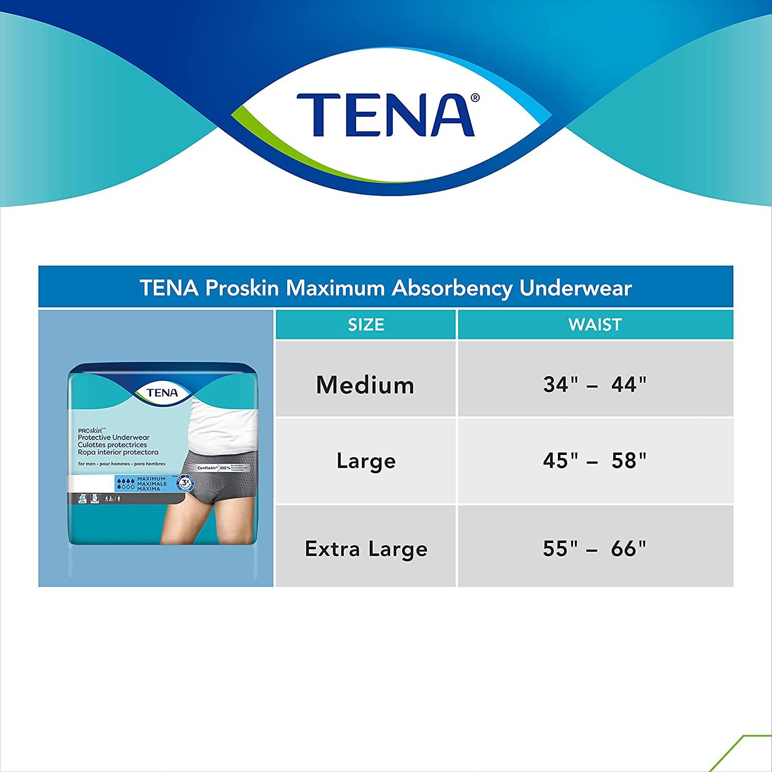 Tena ProSkin Incontinence Underwear for Men, Maximum Absorbency,  Small/Medium, 80 ct Medium (Pack of 80)