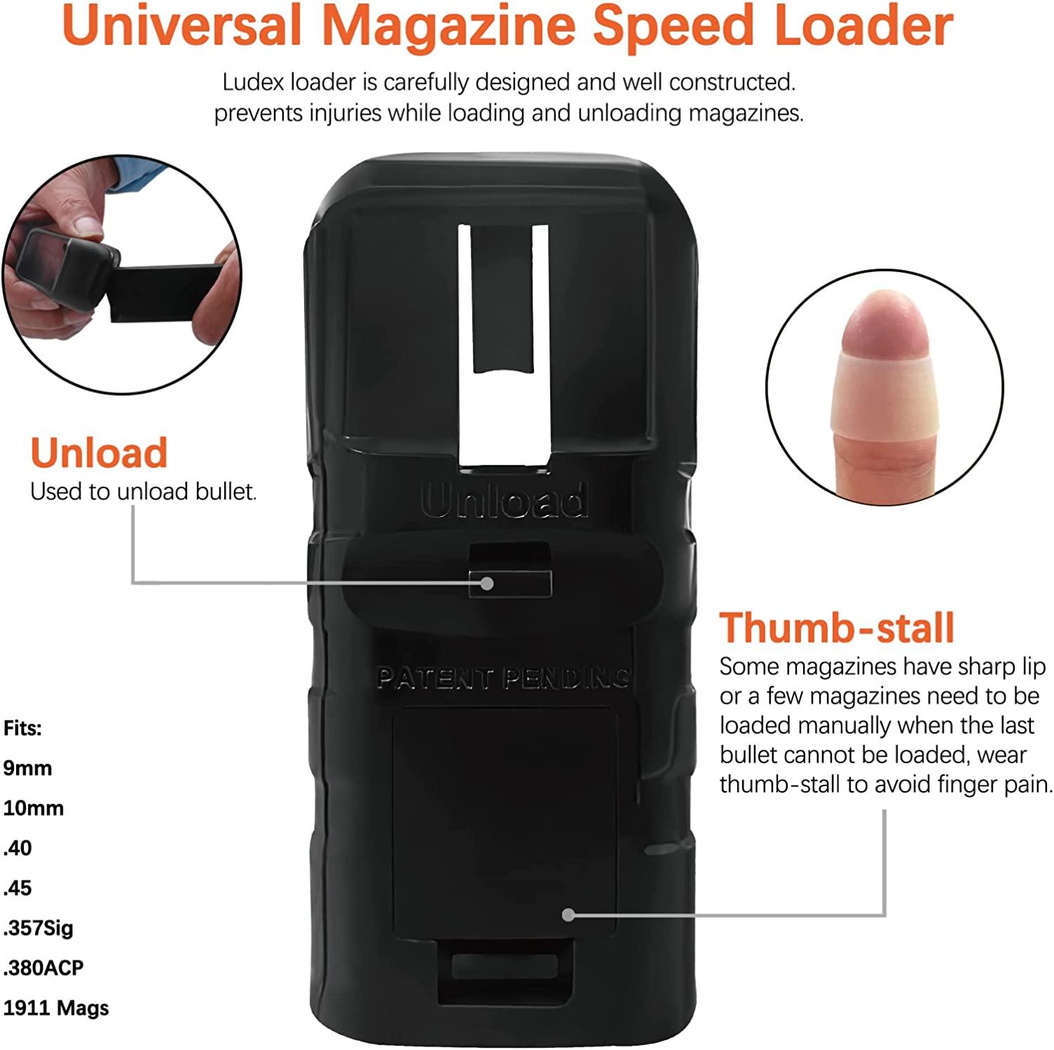 Ludex Universal Magazine Speed Loader for 9mm, 10mm, .40, .357, .380