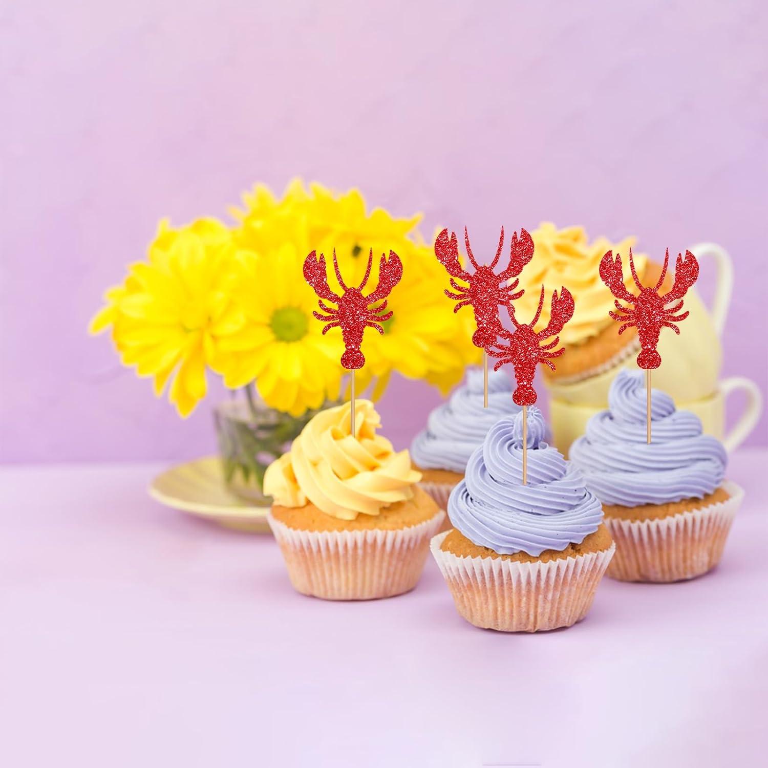 24pcs Lobster Cupcake Toppers She Found Her Lobster Cake Decor Red ...