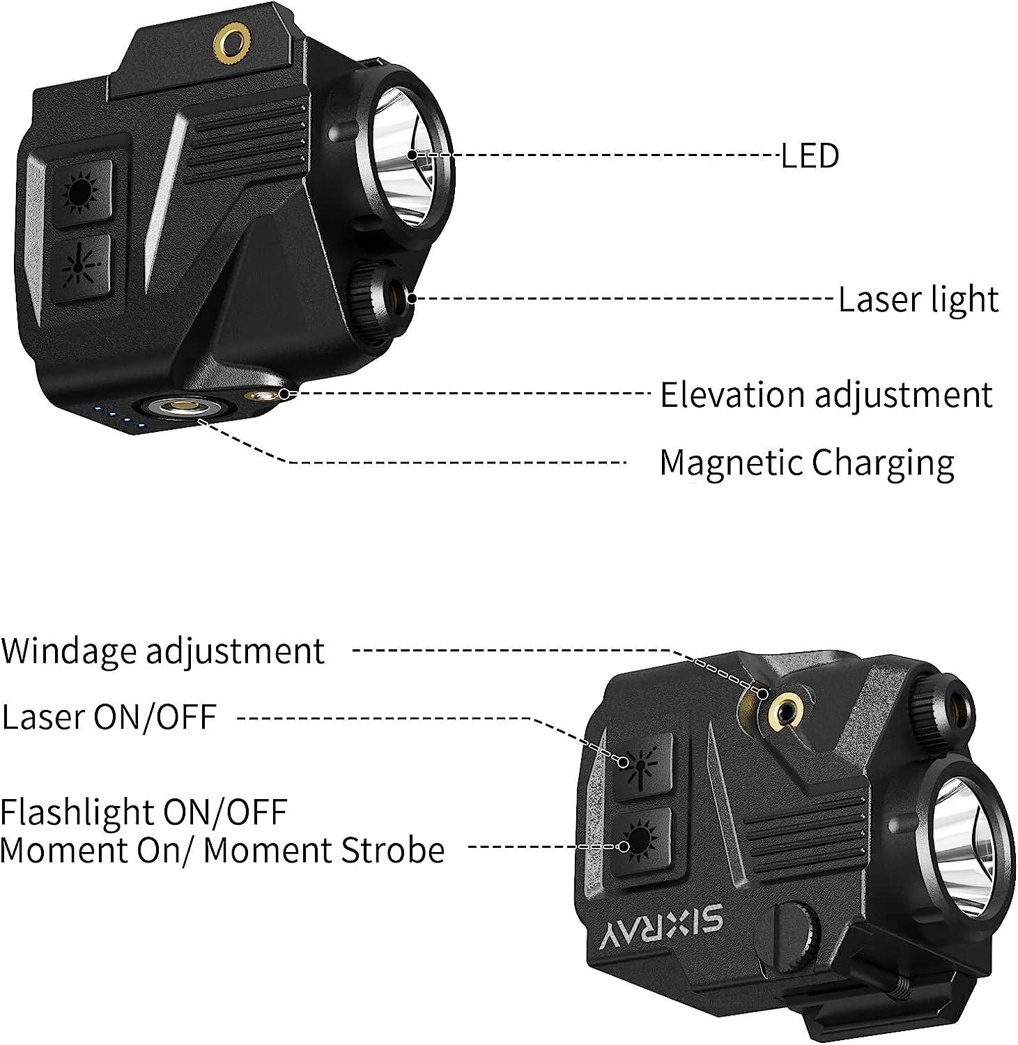 SIXRAY Pistol Light Laser Sight Gun Light 420 Lumens LED Picatinny