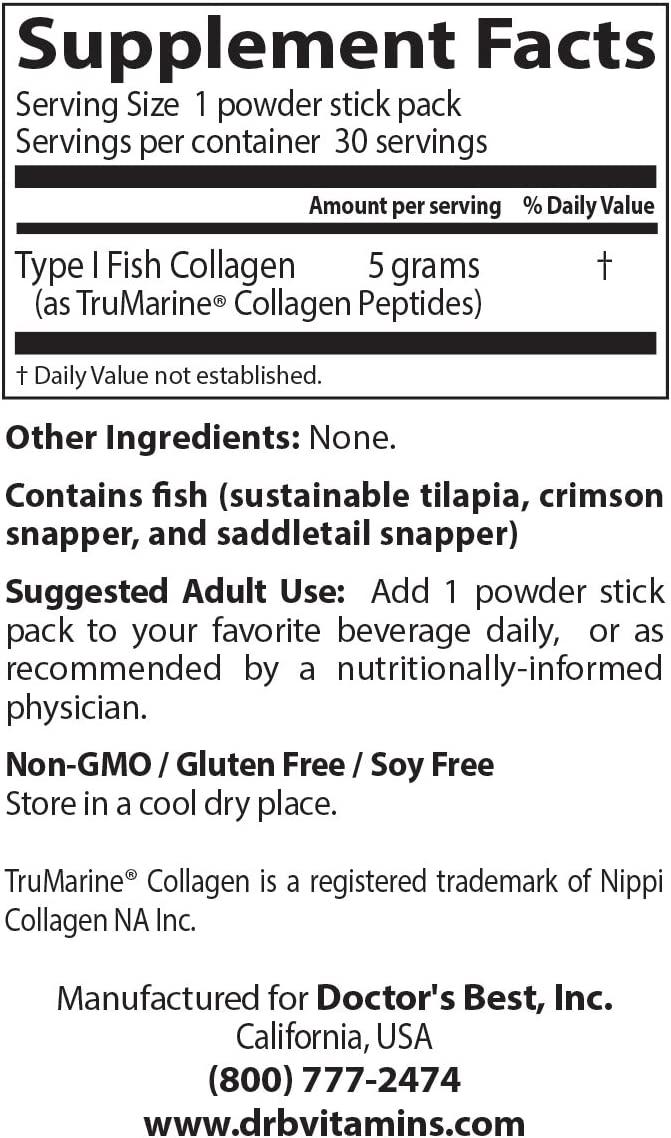 Doctor's Best Fish Collagen with Naticol 5 g 30 Powder Stick ...