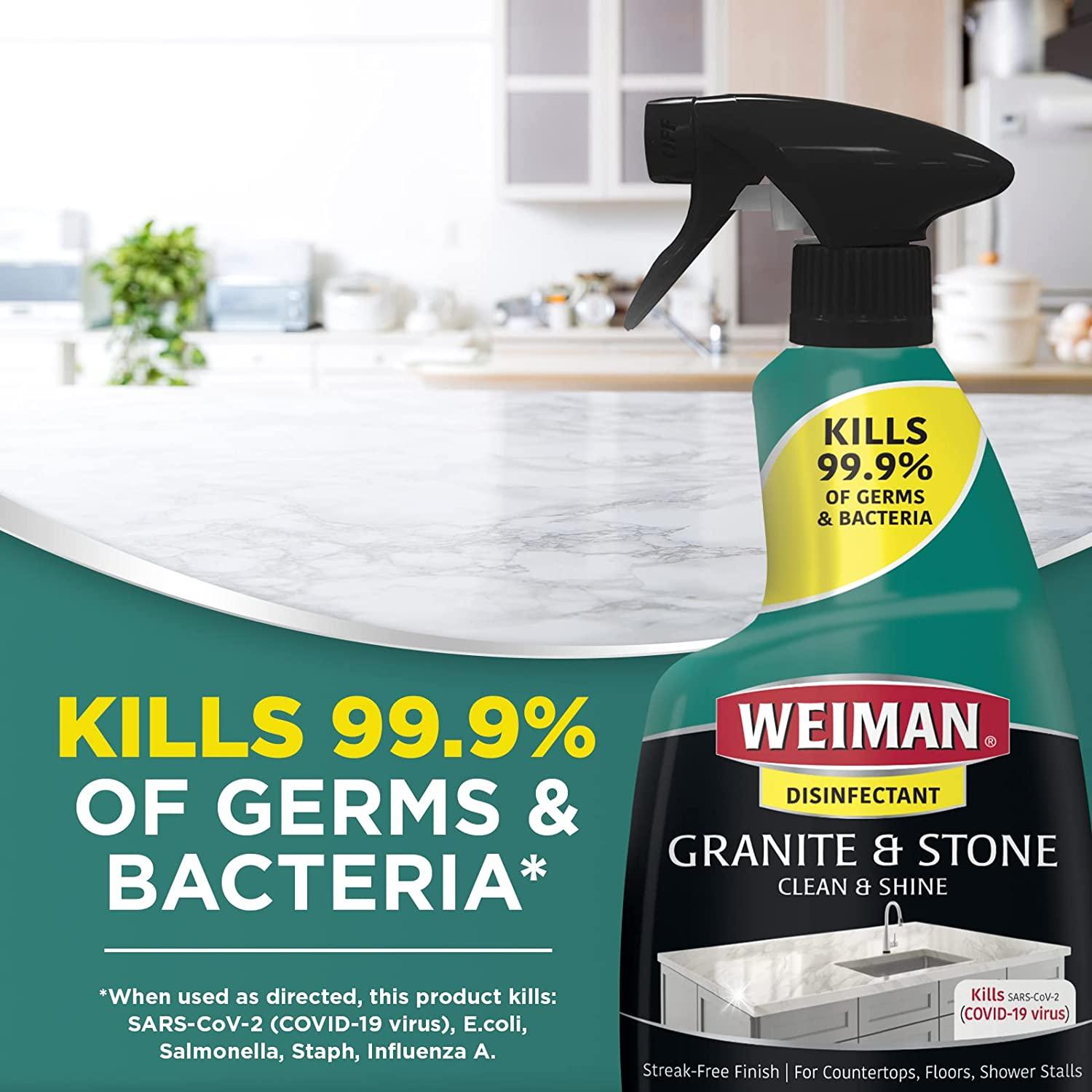 Weiman Disinfectant Granite Daily Clean Shine 32 Ounce (2 Pack) Safely
