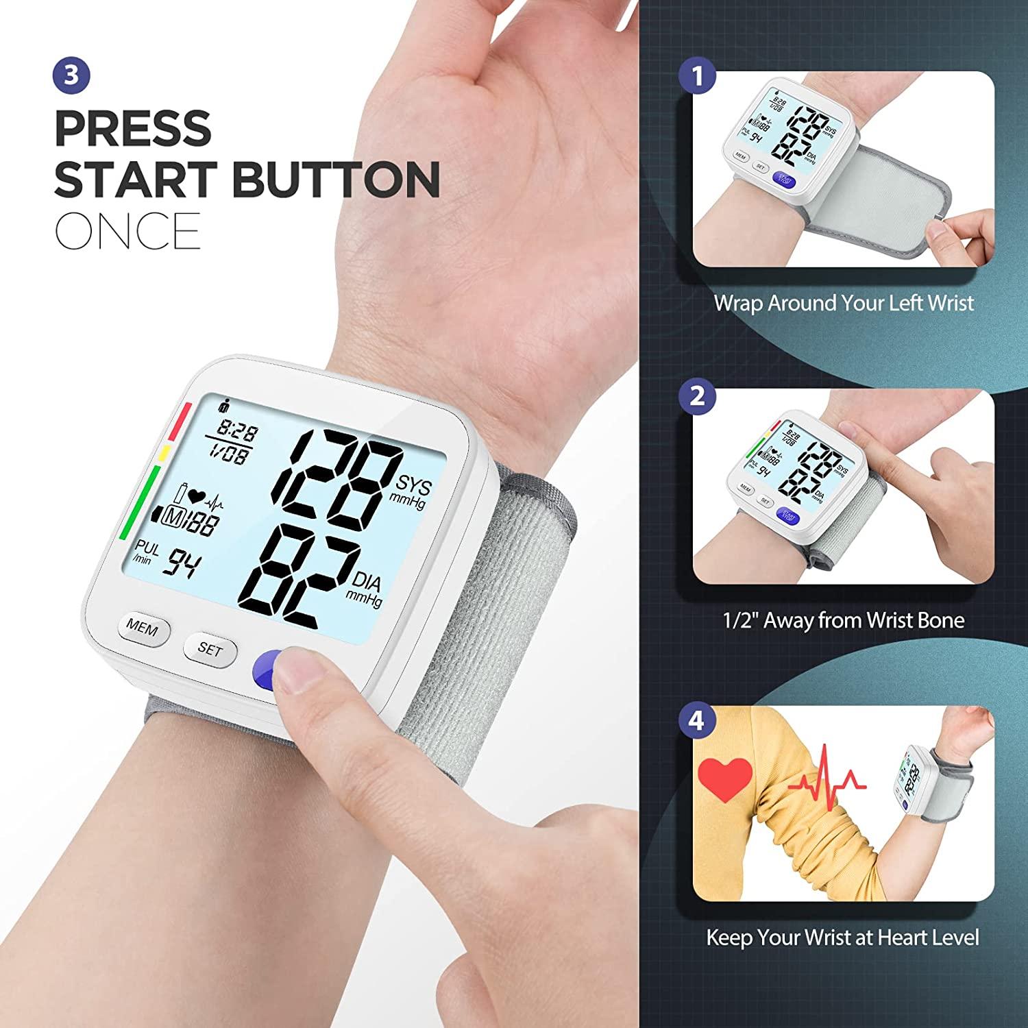 XL Wrist Blood Pressure Monitor Accurate Automatic Digital Machine, Large LCD w/ Backlit
