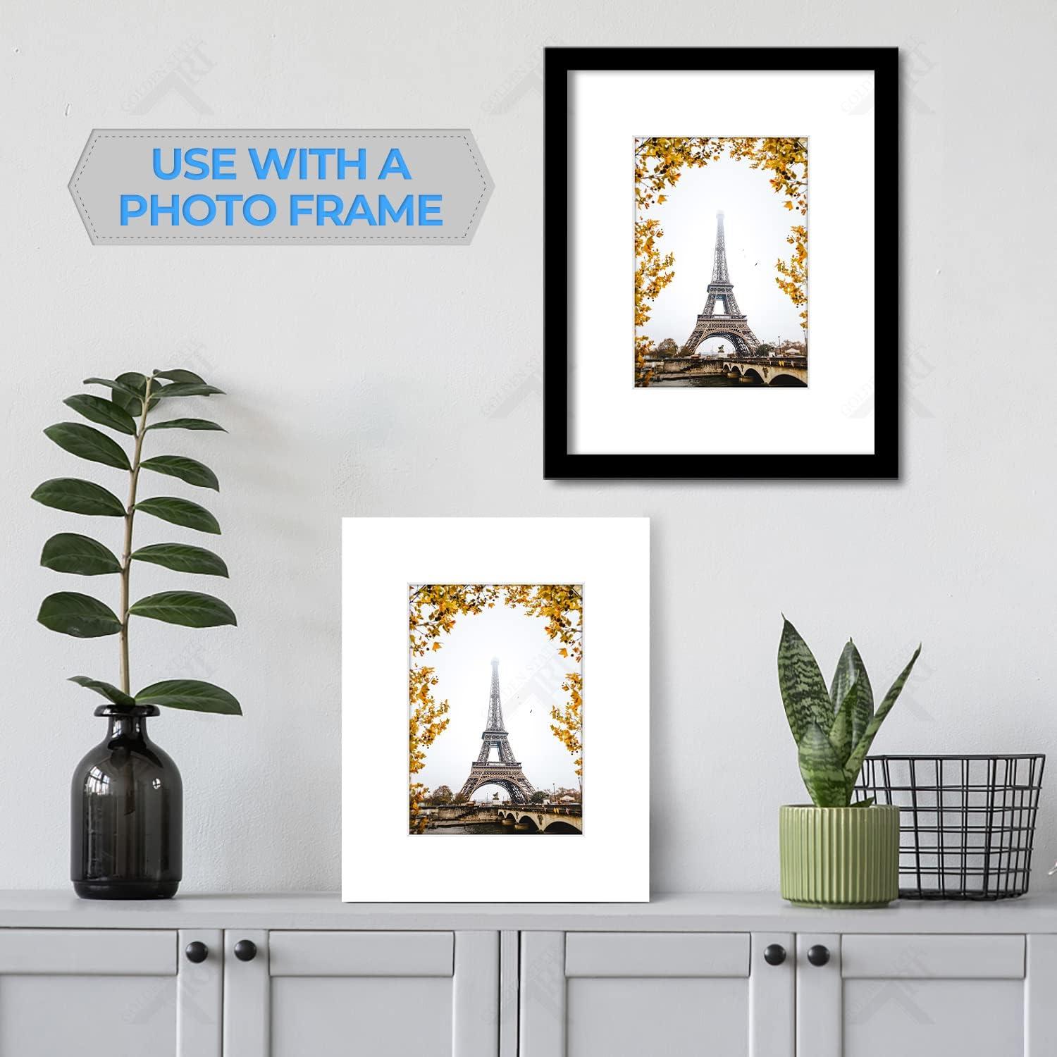 Golden State Art, 8x10 White Picture Mats with White Core Bevel